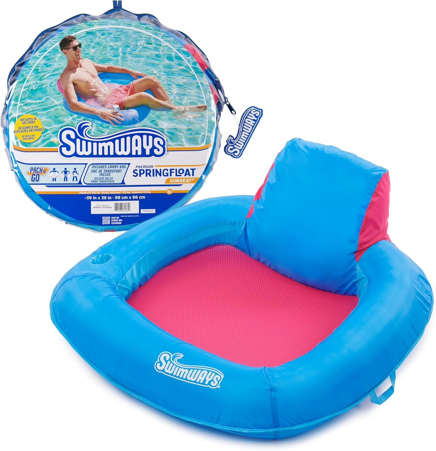 SwimWays Spring Float Premium SunSeat Pool Chairs for Relaxation
