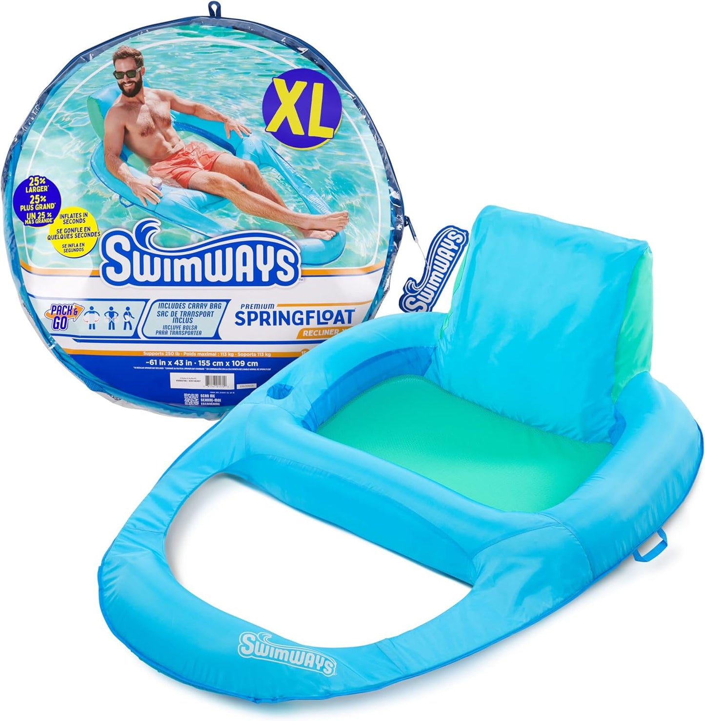 SwimWays Spring Float Premium XL Recliner Chair for Adults