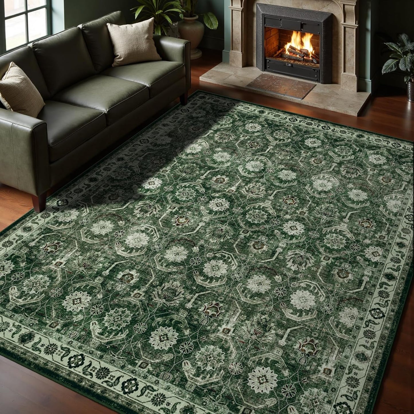 8x10 Area Rugs Soft Non Slip Washable Boho Modern Rug Sage Green