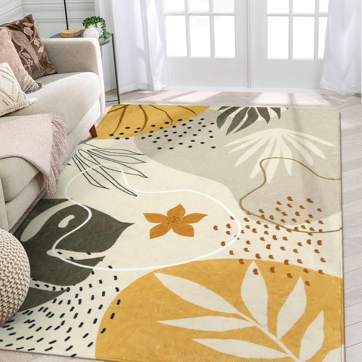 Lahome Boho Rug for Living Room - Soft Non-Slip Washable Carpet