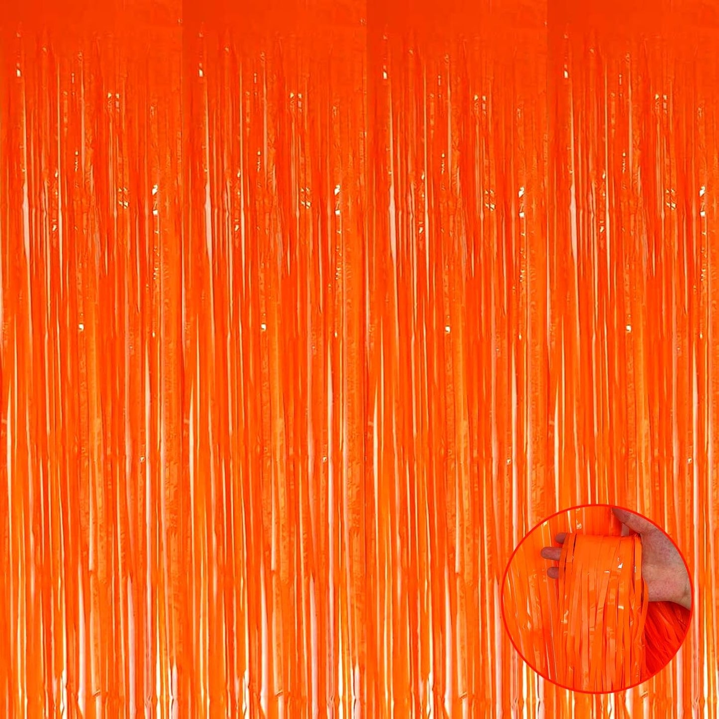 Orange Foil Fringe Curtain 4 Pack - Stunning Halloween Party Decor