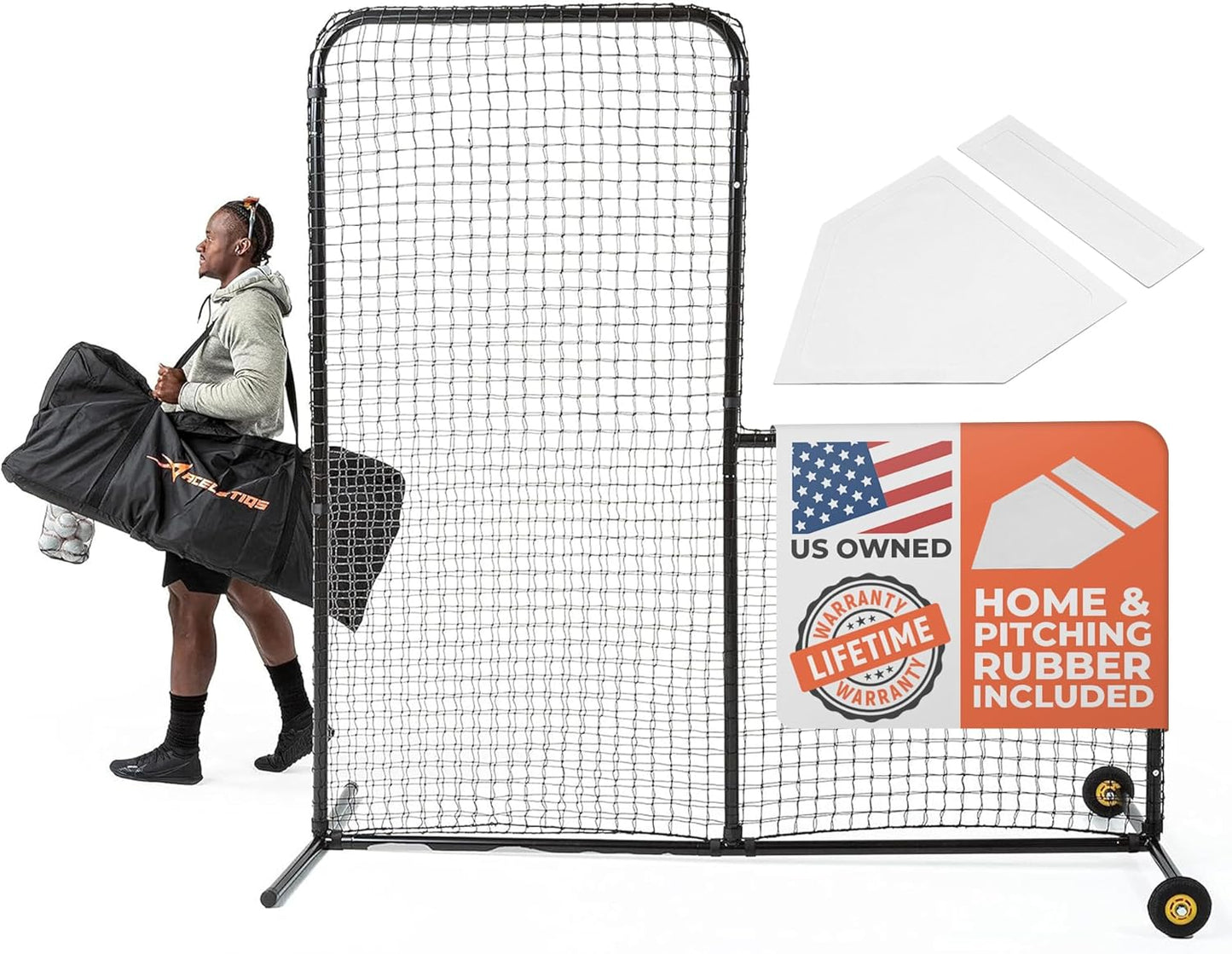 ACELETIQS L Screen Baseball Pitching Net for Safe Practice