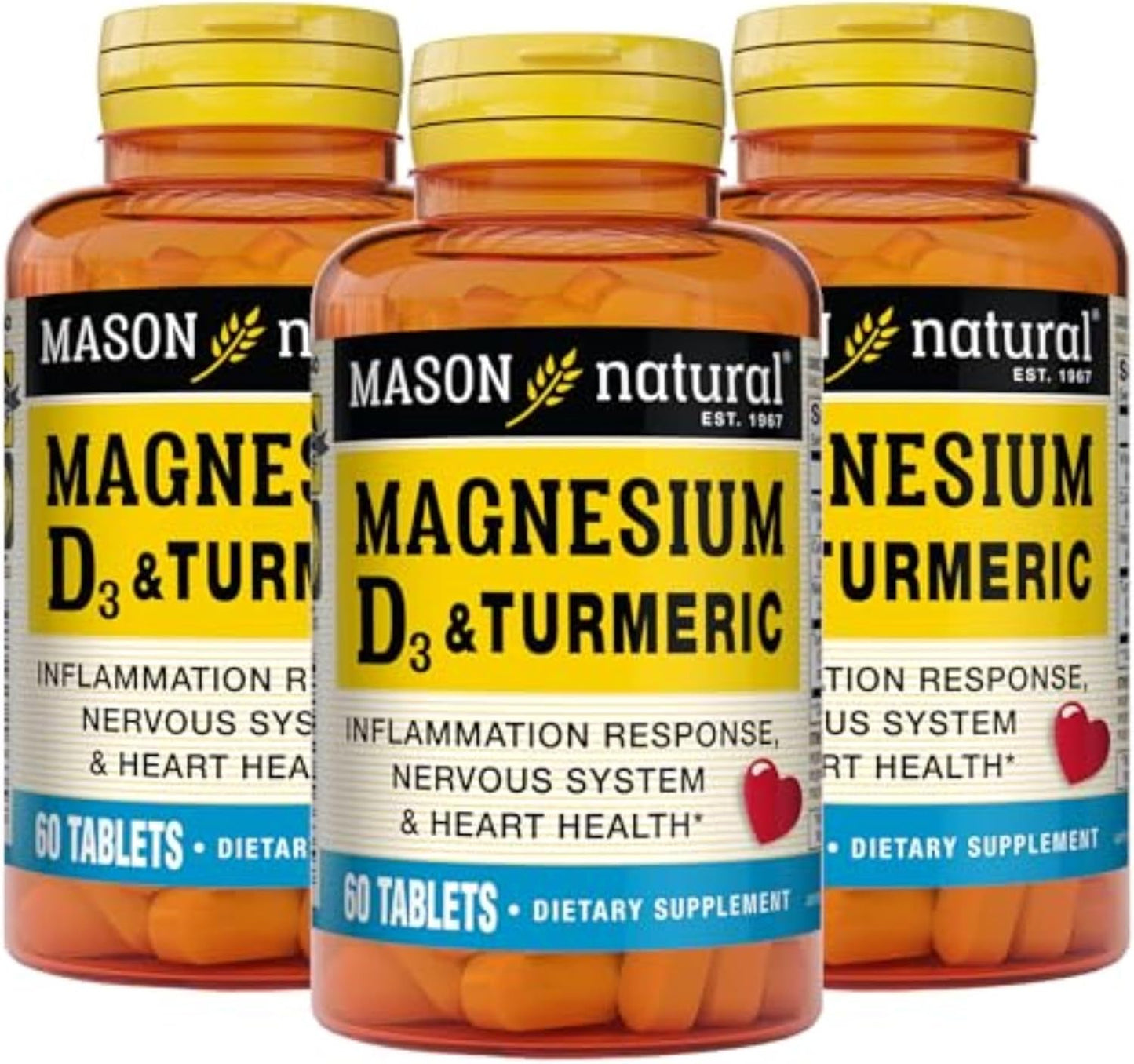 Mason Natural Magnesium & Vitamin D3 with Turmeric for Wellness