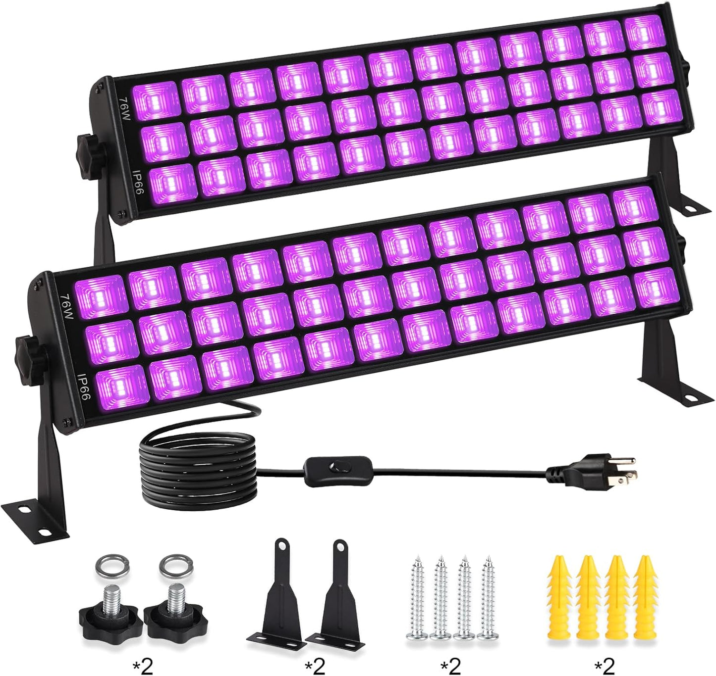 Powerful 76W Black Light Bar for Glow Parties and Halloween Fun