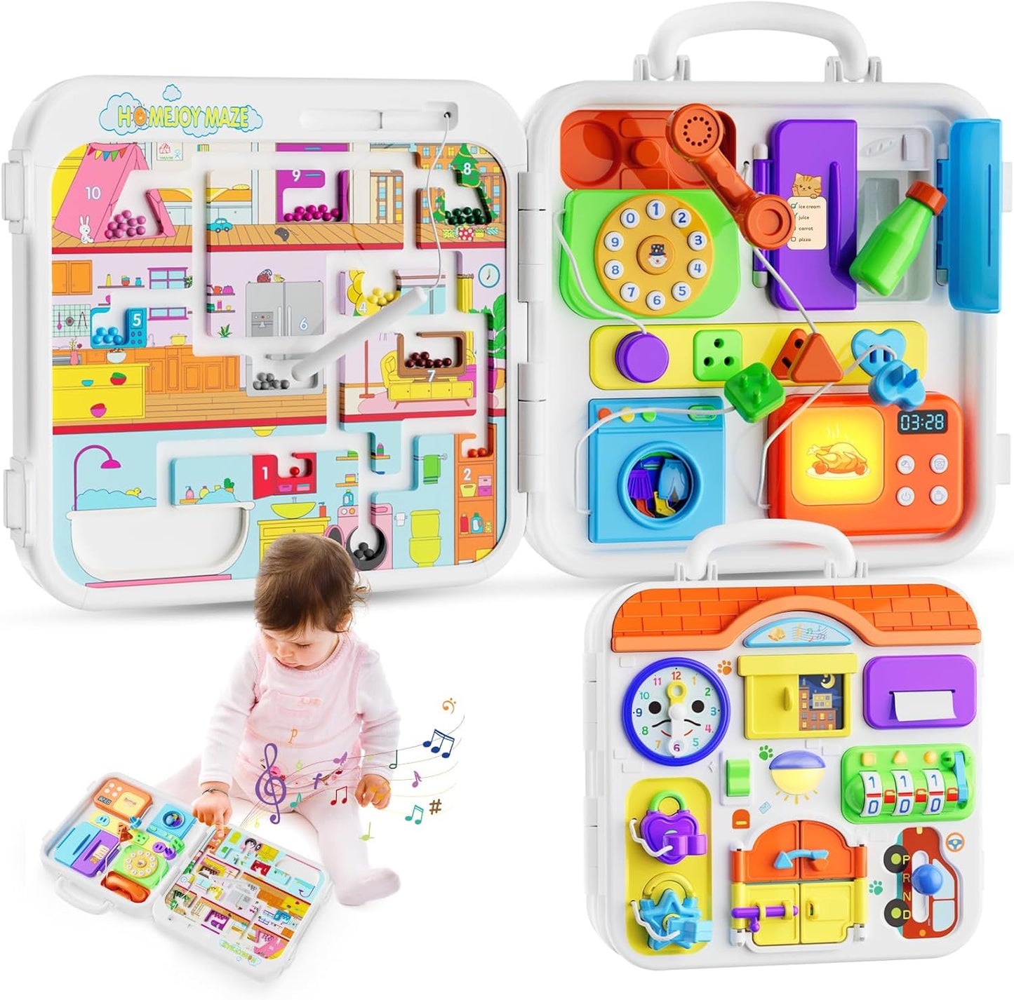 Toddler Montessori Busy Board for 1-2 Year Olds, Educational Fun