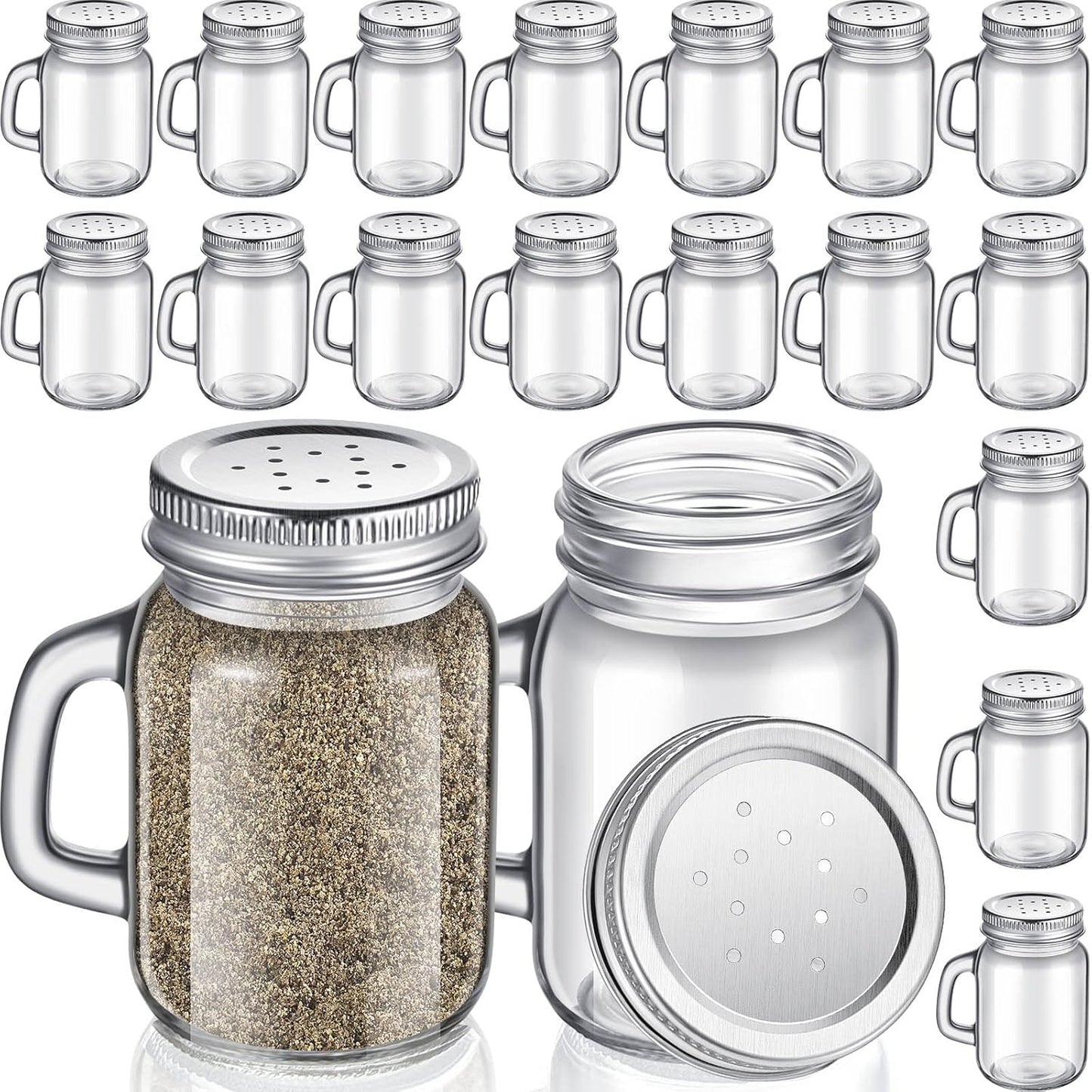 24 Pcs Glass Salt and Pepper Shakers for Kitchen Table Use