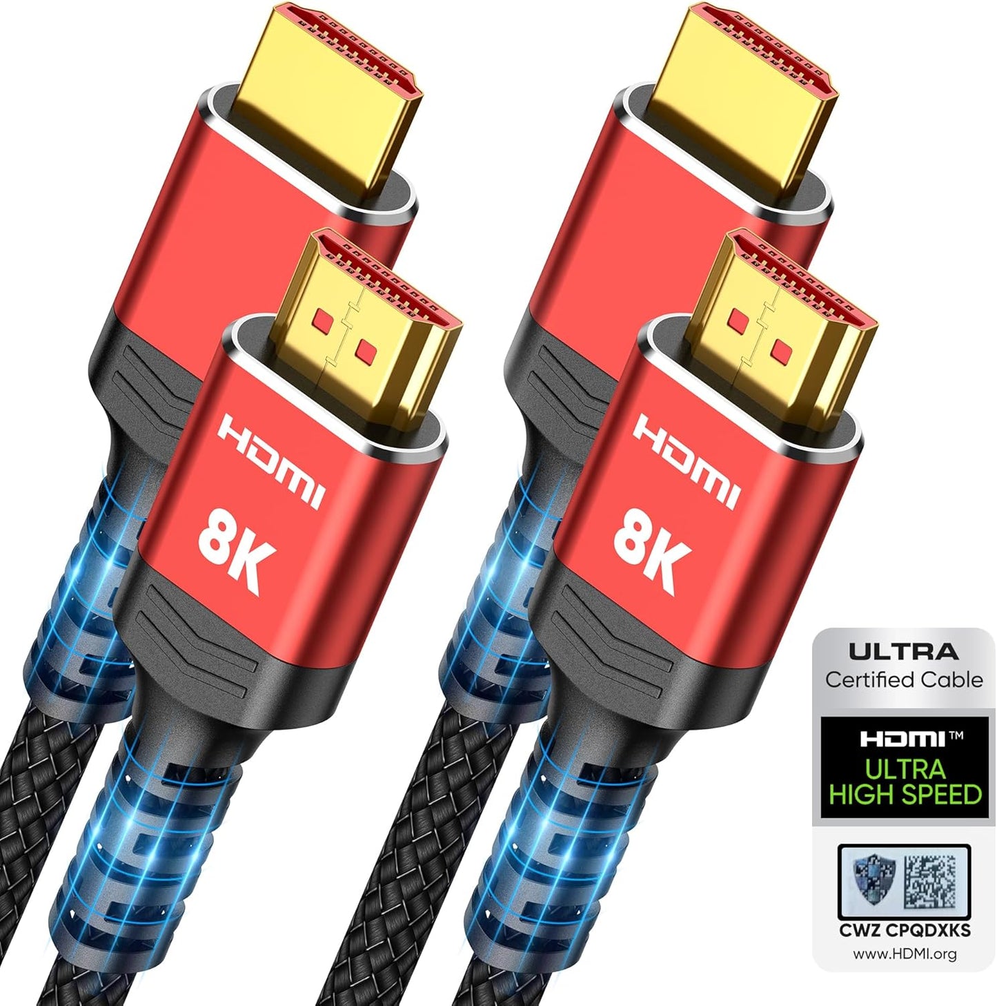 Highwings 8K HDMI Cable 2-Pack - Ultimate Ultra High Speed!