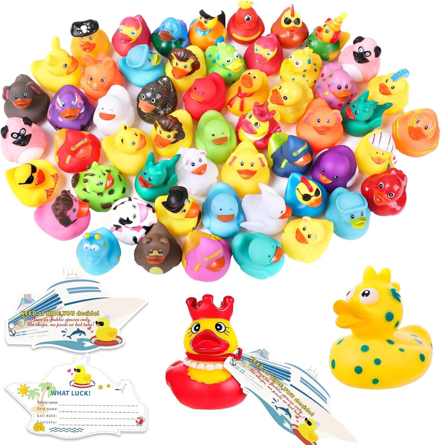 150 Pcs Cruise Ducks Tags Kits for Fun Duck Hiding Games