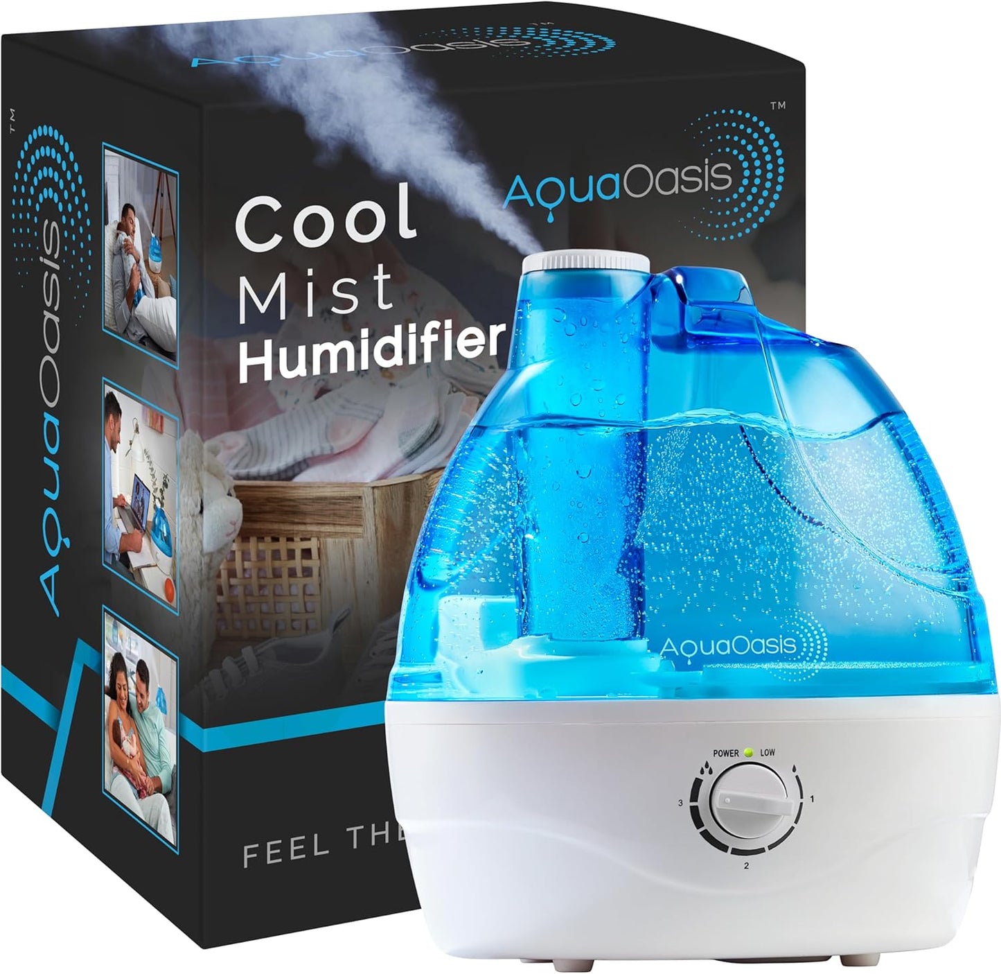 AquaOasis Cool Mist Humidifier for Bedroom & Large Room Relief