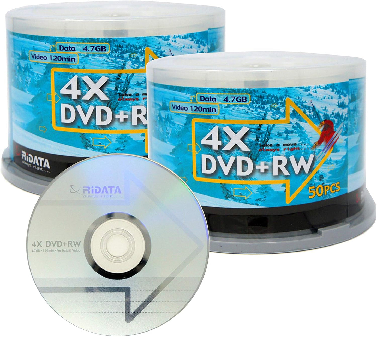 Ridata DVD+RW 4X 4.7GB Silver Logo Rewritable Media Discs