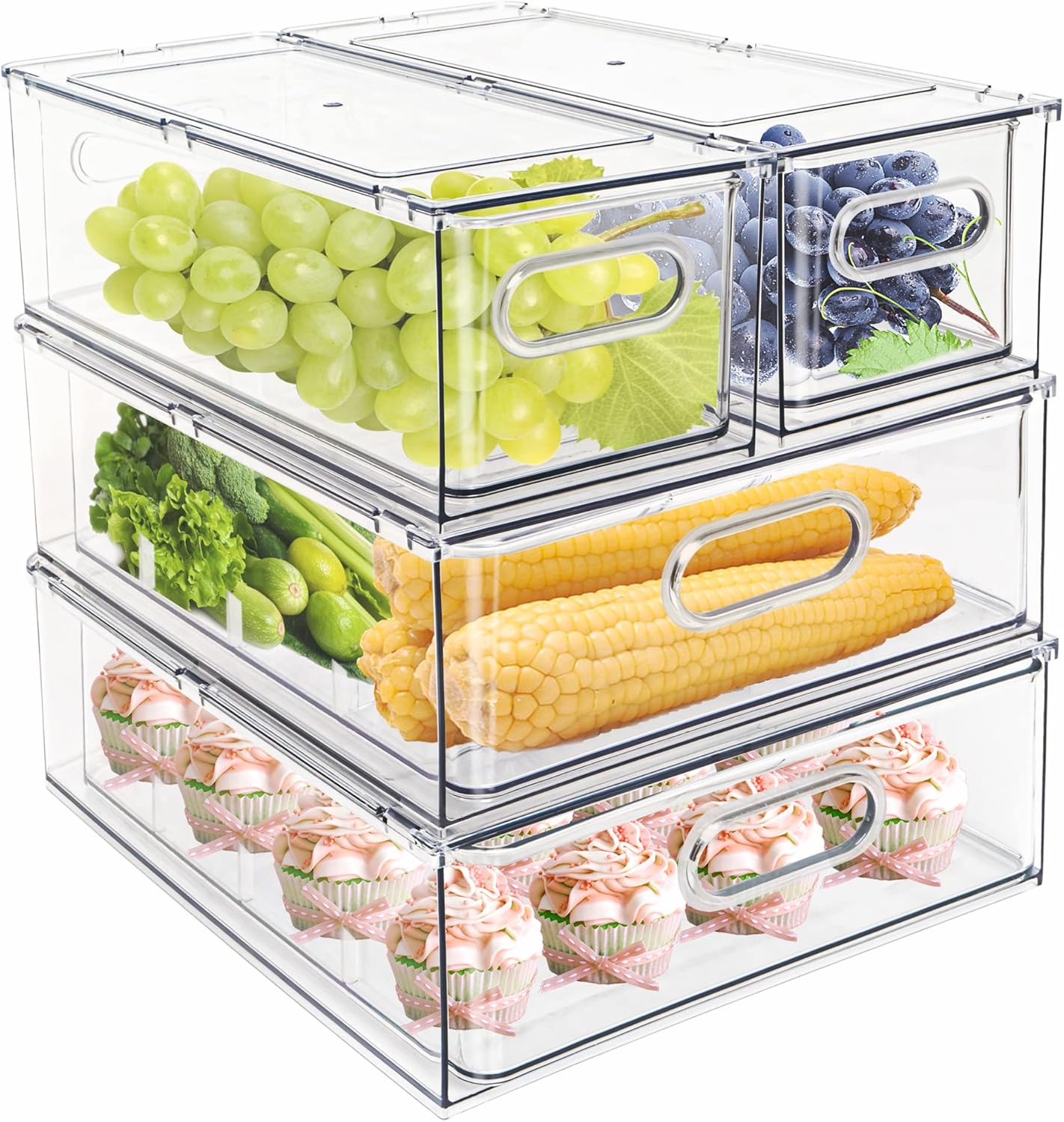Stackable Refrigerator Organizer Bins for Efficient Storage