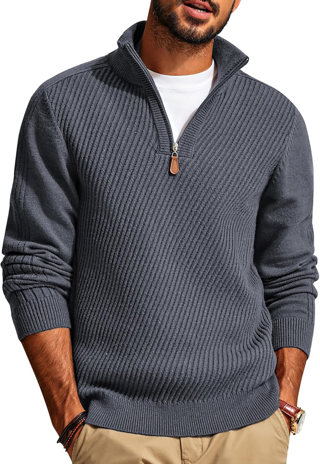 PJ PAUL JONES Mens Quarter Zip Pullover Sweater for All Occasions