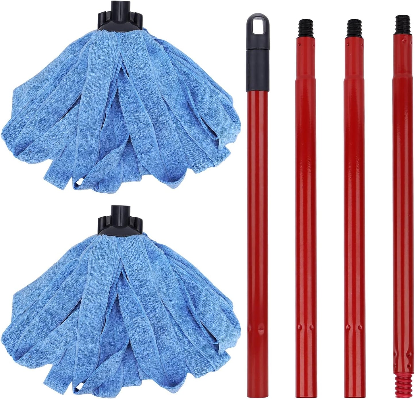 BeiLan Microfiber Mop: 2 Blue Cloth Heads, 1 Handle