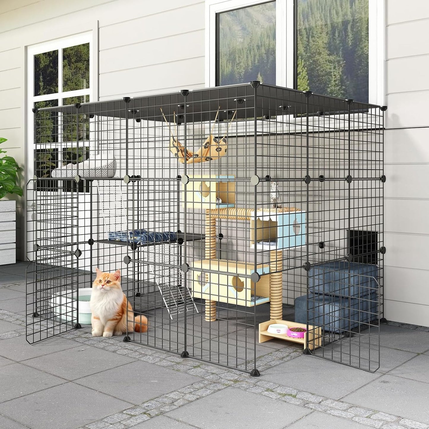 Oneluck Outdoor Cat House with Large Enter Door for Cats