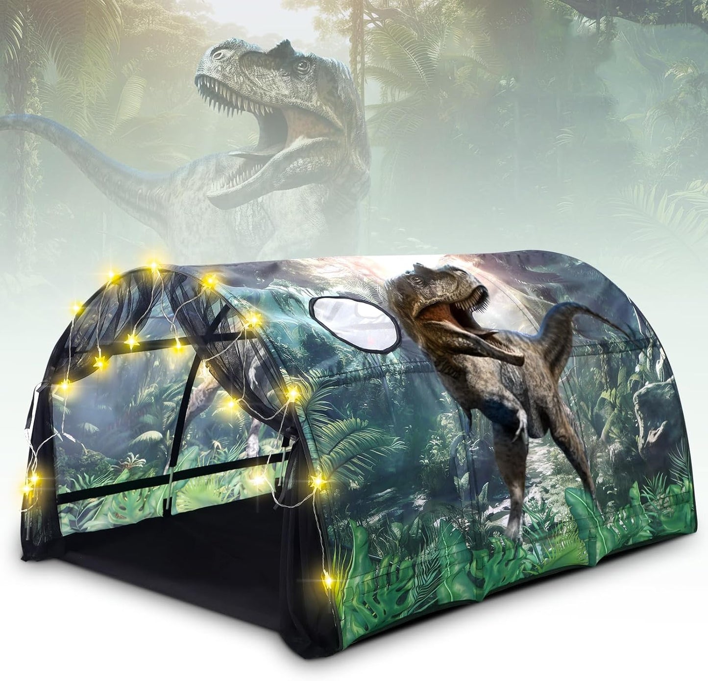Dinosaur Bed Tent with String Lights - Wowangce
