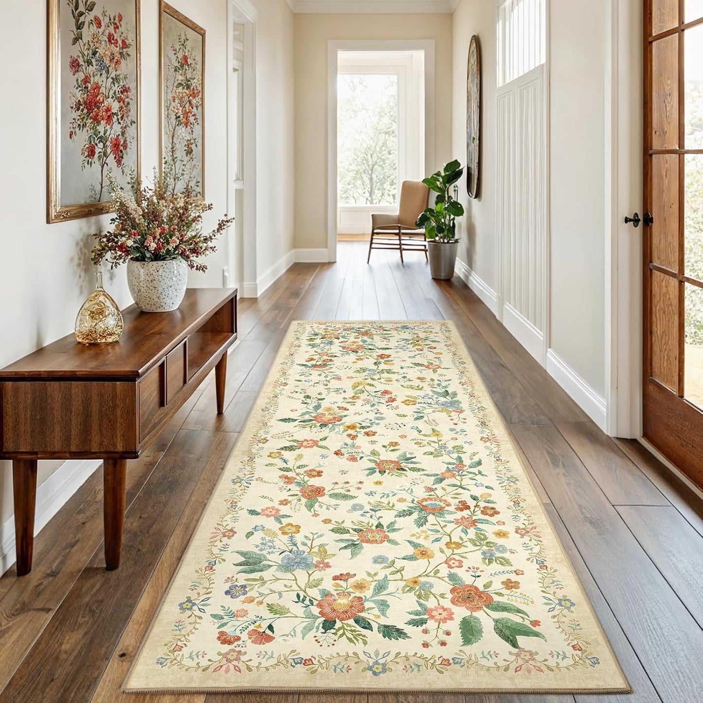 Amada 2.6x8 Washable Runner Rug for Kitchen and Hallway Use