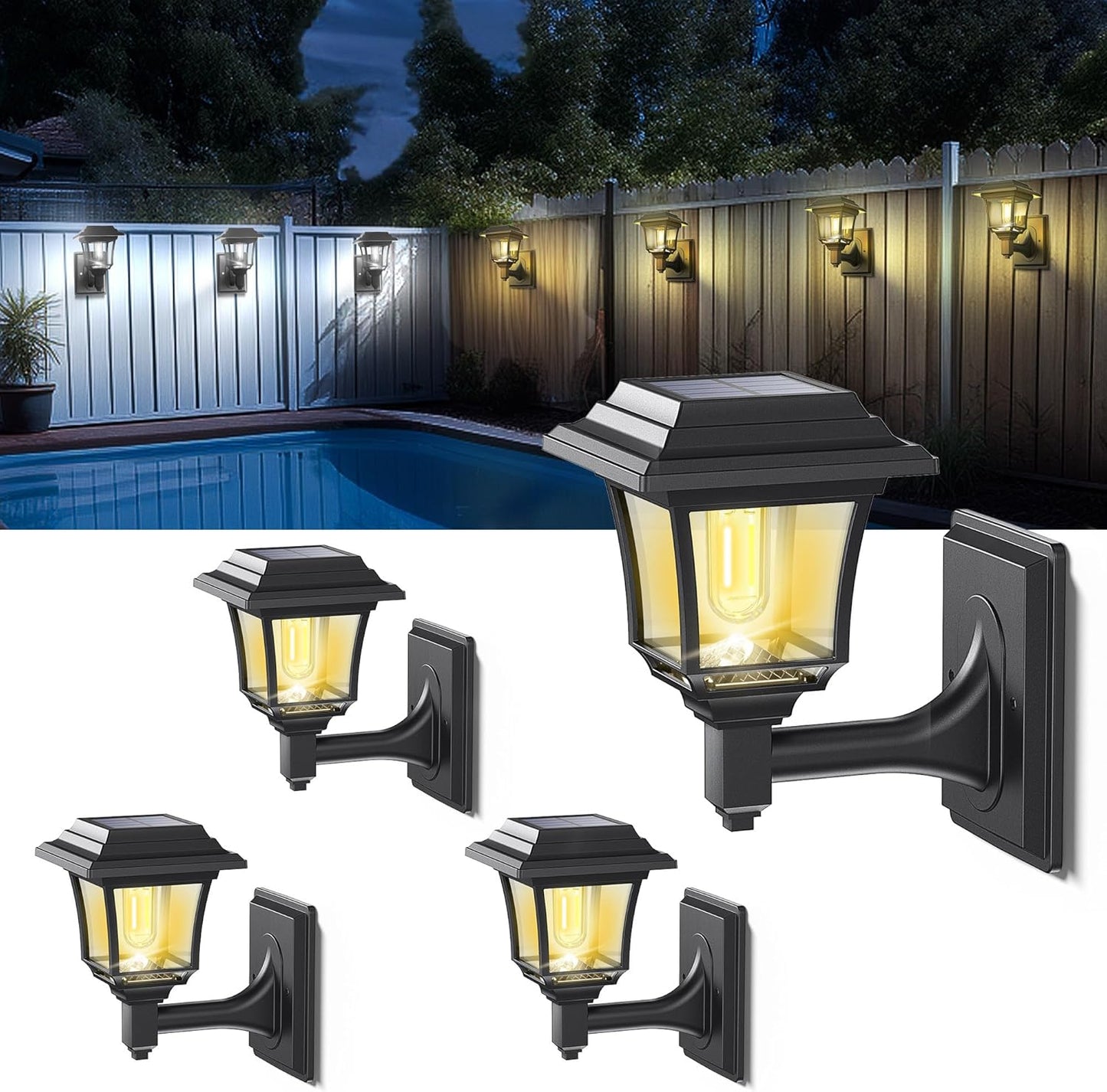 LeiDrail Solar Fence Lights with 2 Modes for Outdoor Decor