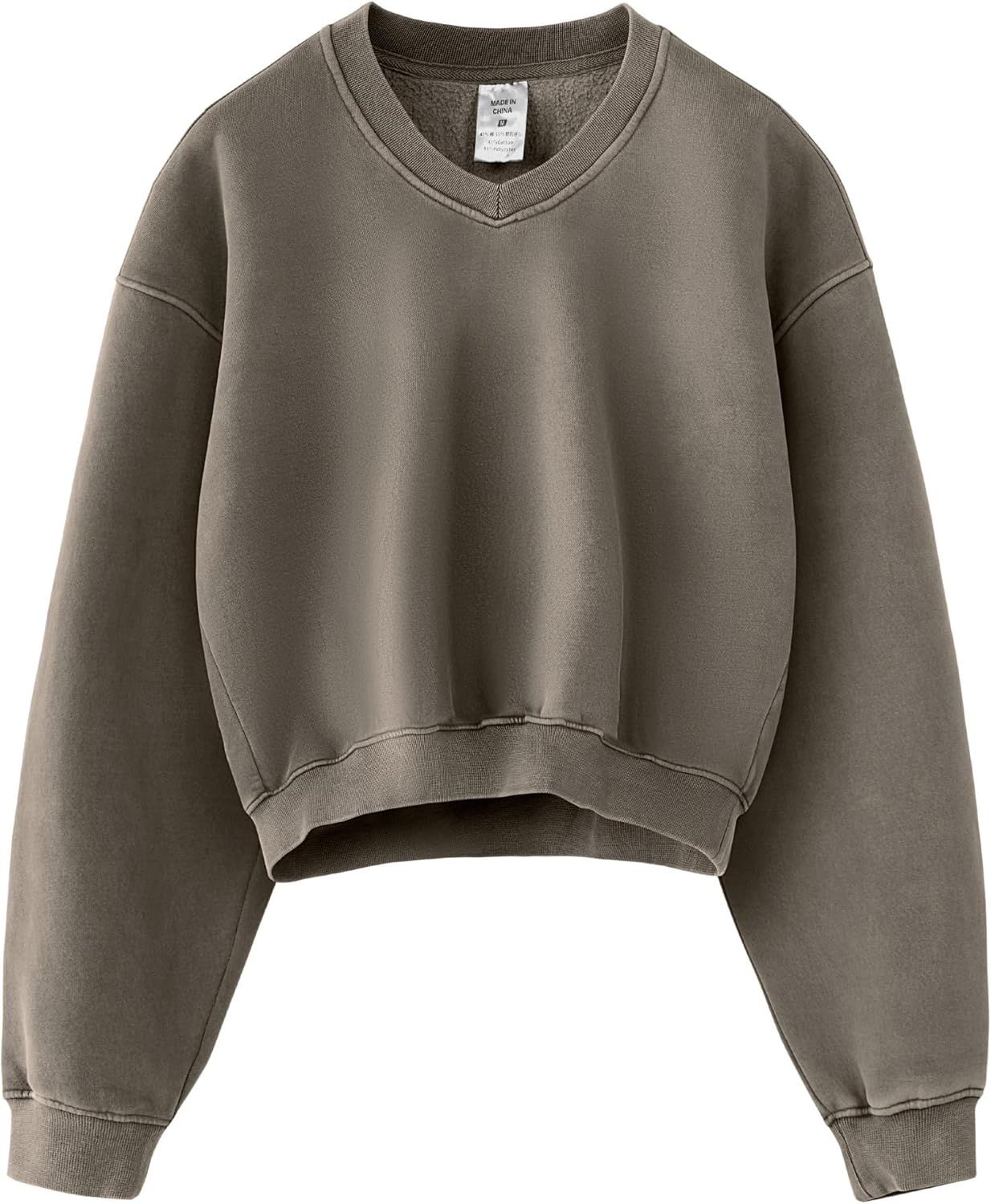 Acid Wash Women Hoodie - Stylish V-neck Long Sleeve Sweatshirt