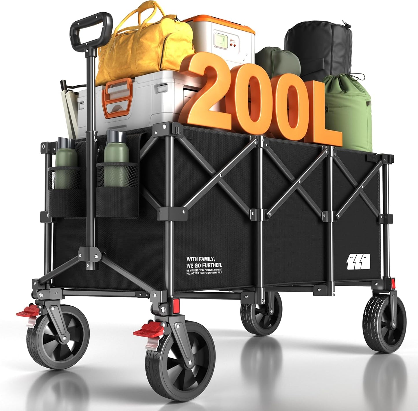 200L Collapsible Foldable Wagon for Camping and Shopping