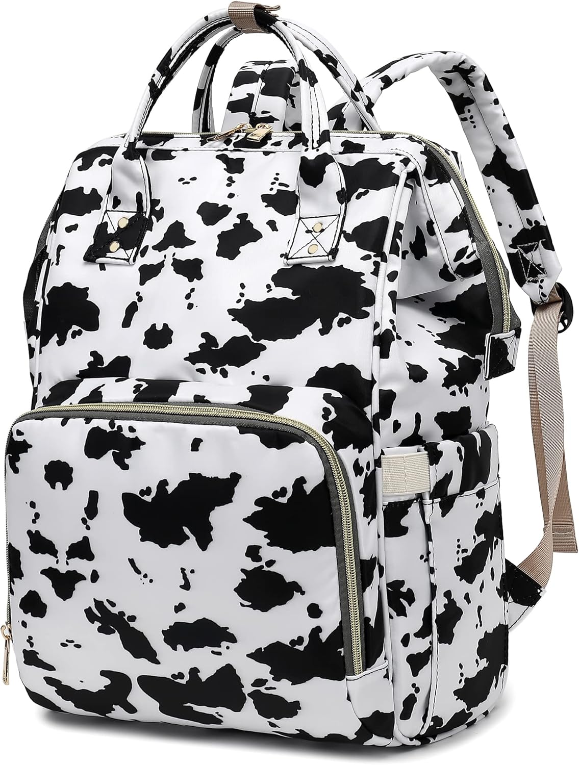 Cow Print Laptop Backpack for School, Work, and Travel Needs