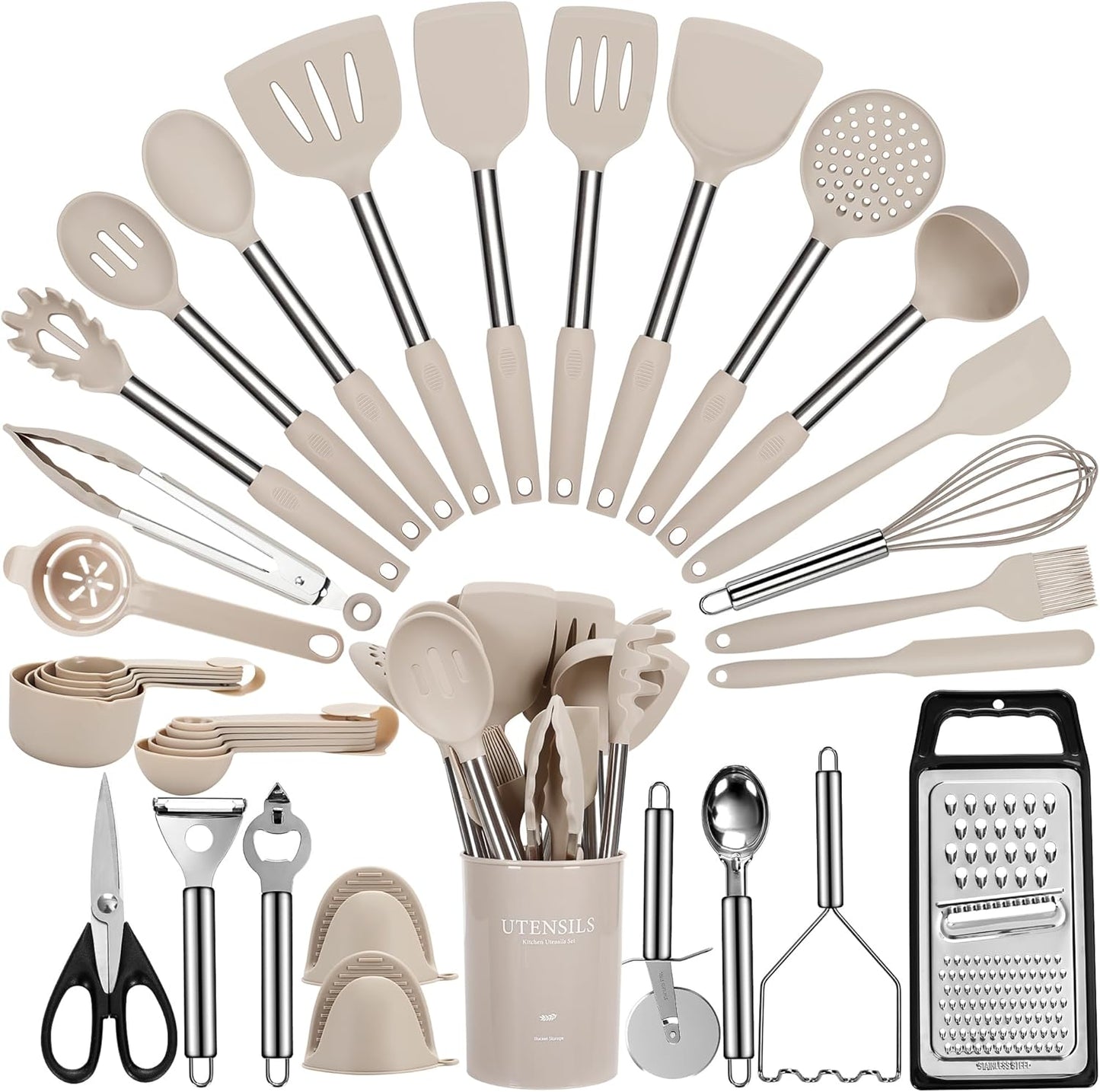 Large Cooking Utensils Set with 35 Pcs Kitchen Gadgets
