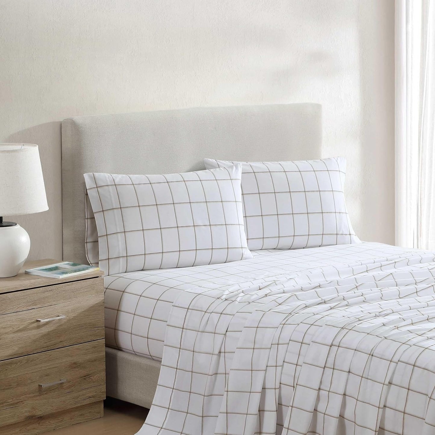 Nautica Queen Bed Sheets Set - Lightweight Cotton Percale Bedding