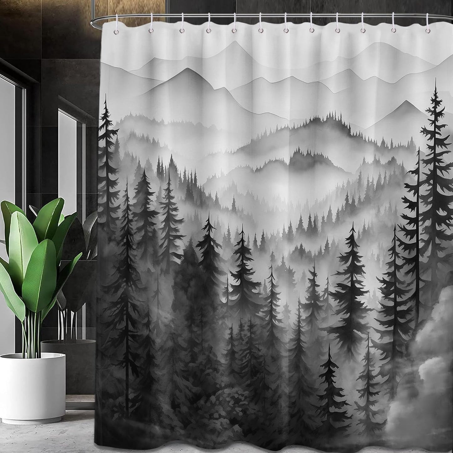 Rustic Forest Shower Curtain Set 70x72in