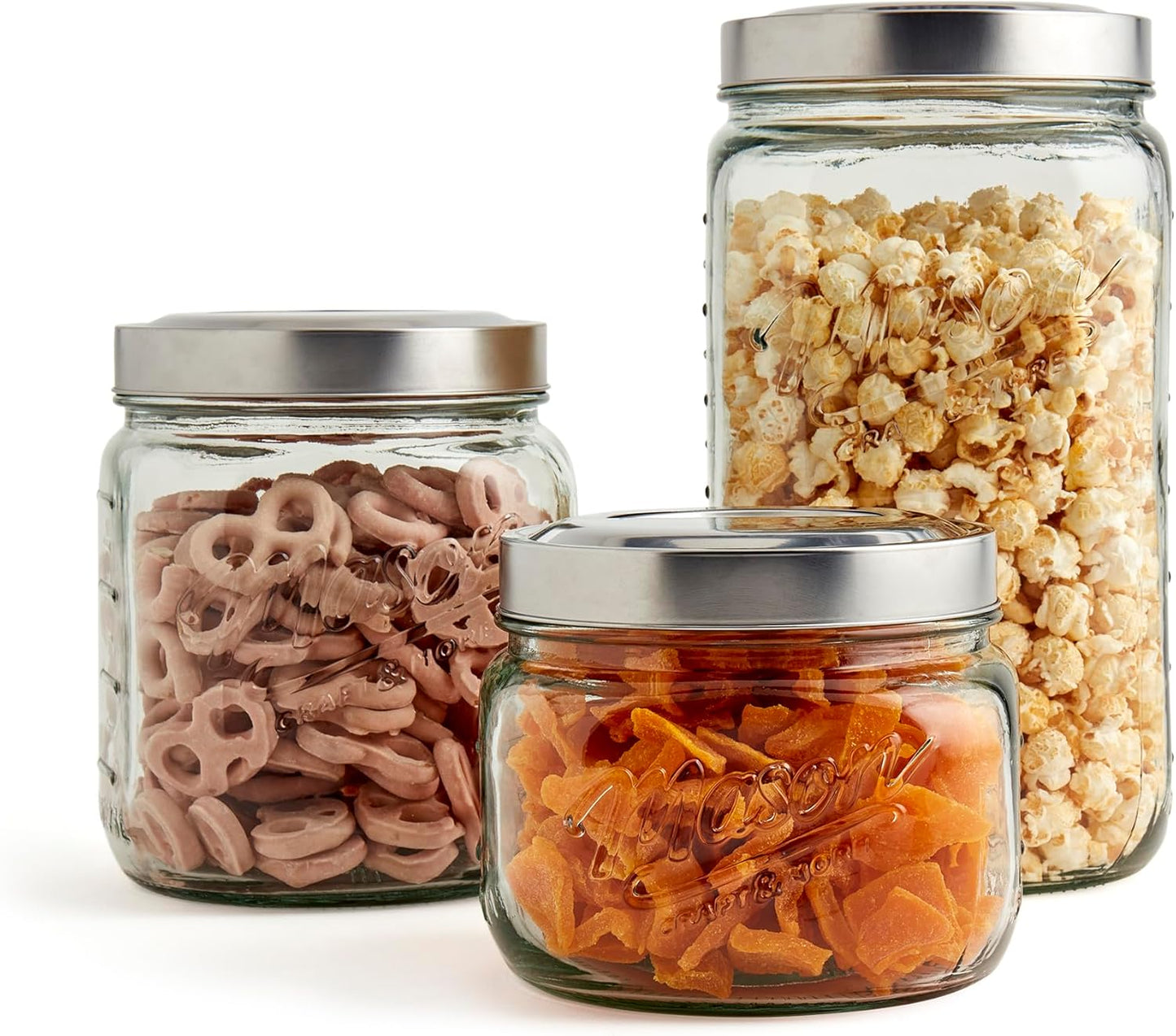 Airtight Kitchen Food Storage Clear Glass Canister Set - 3 Piece