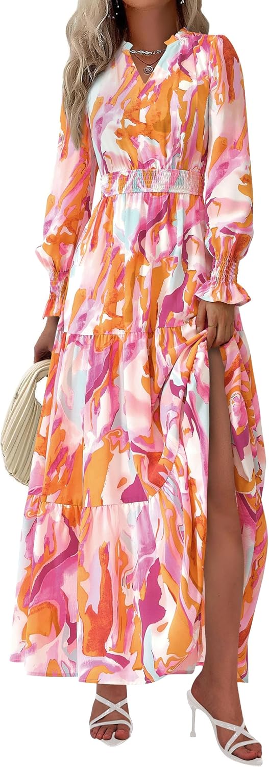 PRETTYGARDEN Women's Floral Maxi Dress for Fall Events