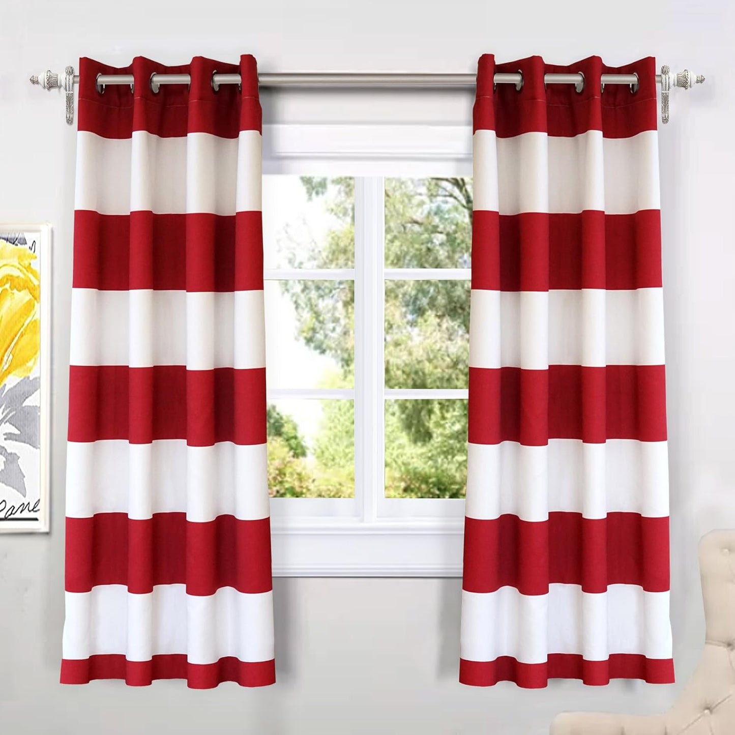 Room Darkening Red Curtains Set 52x63 - DriftAway