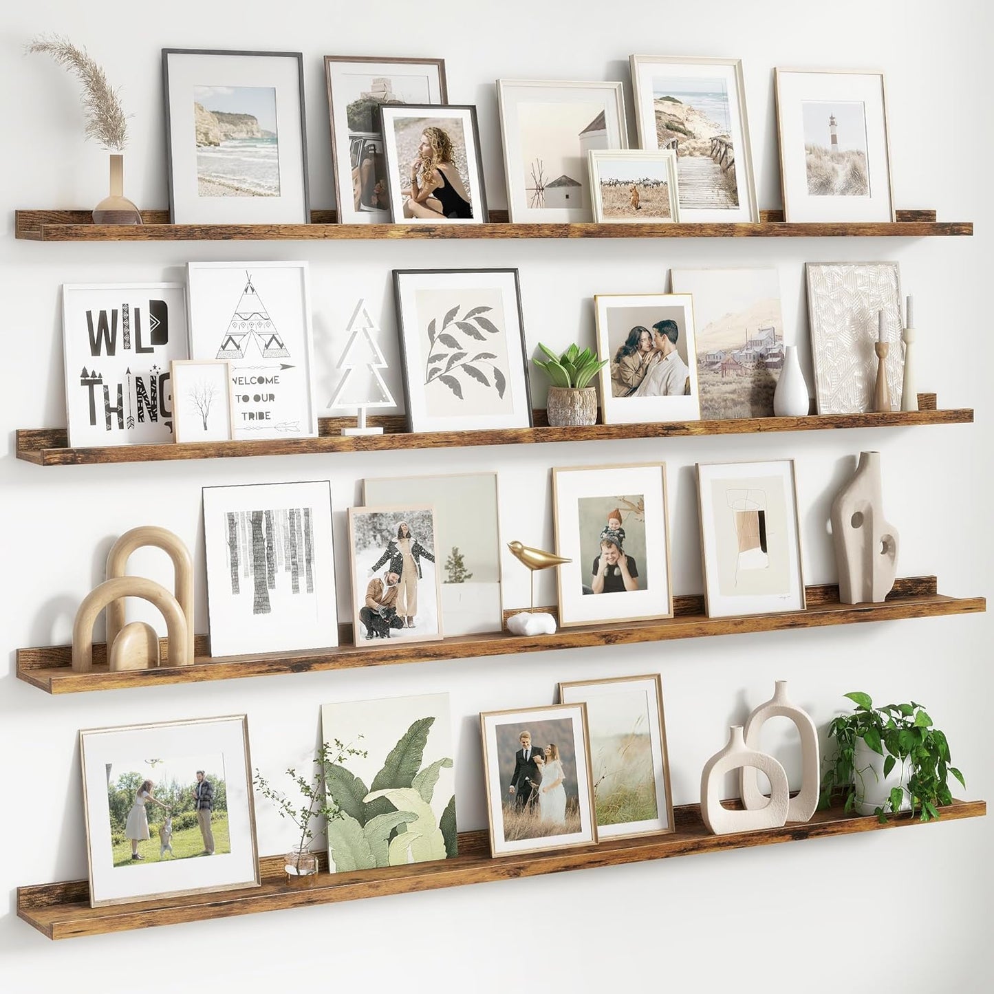 Floating Picture Ledge Shelves for Wall Set of 4, 72 Inch