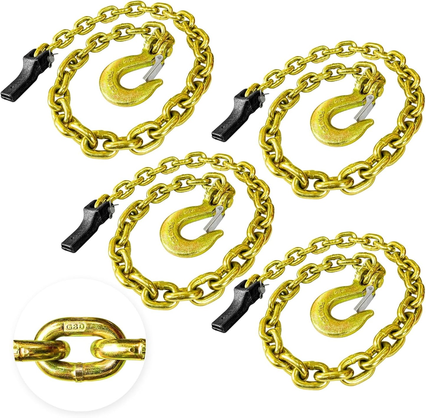 4-Pack 36 Inch Grade 80 Trailer Safety Chain for Towing