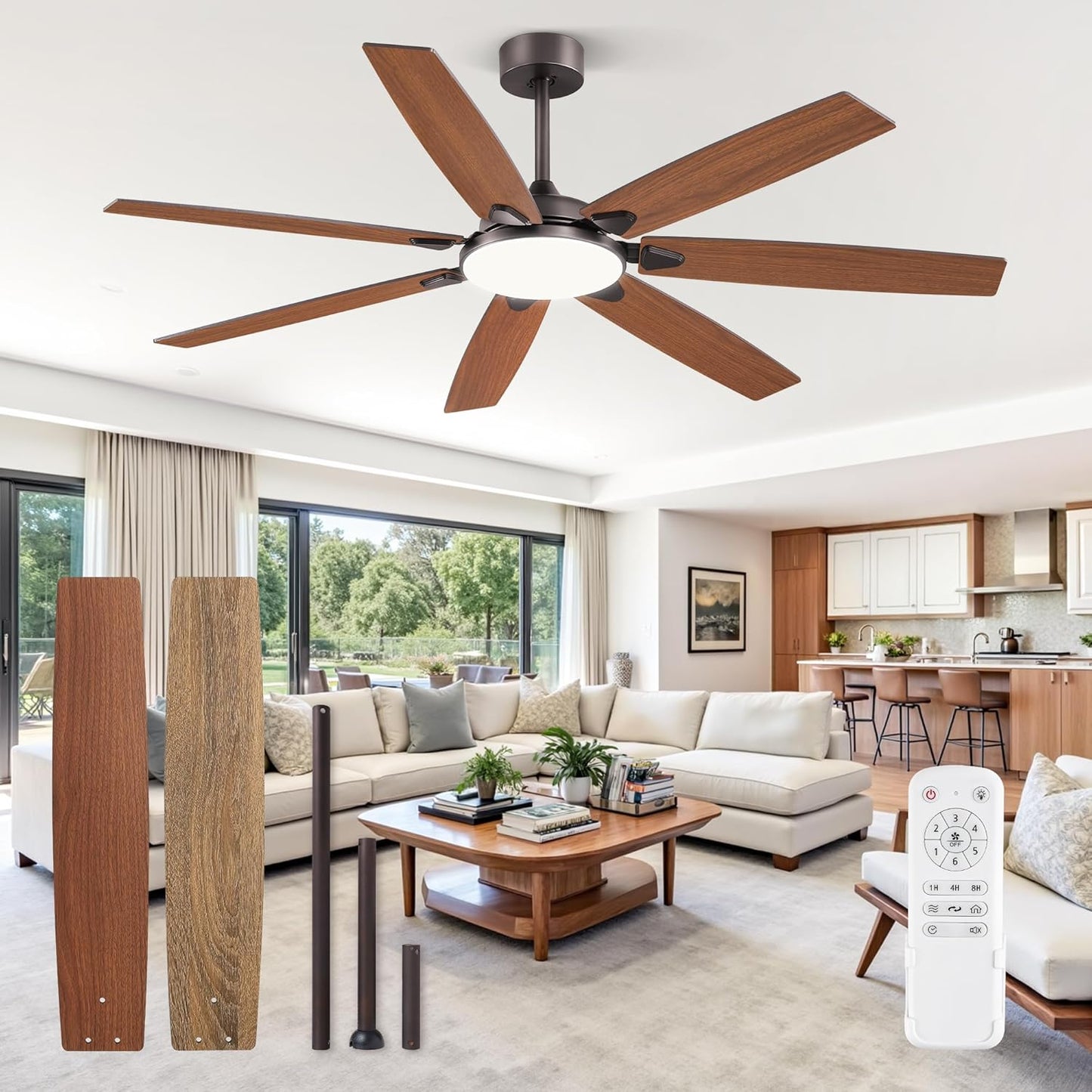62 Inch Large Ceiling Fan with Lights by Fanbulous