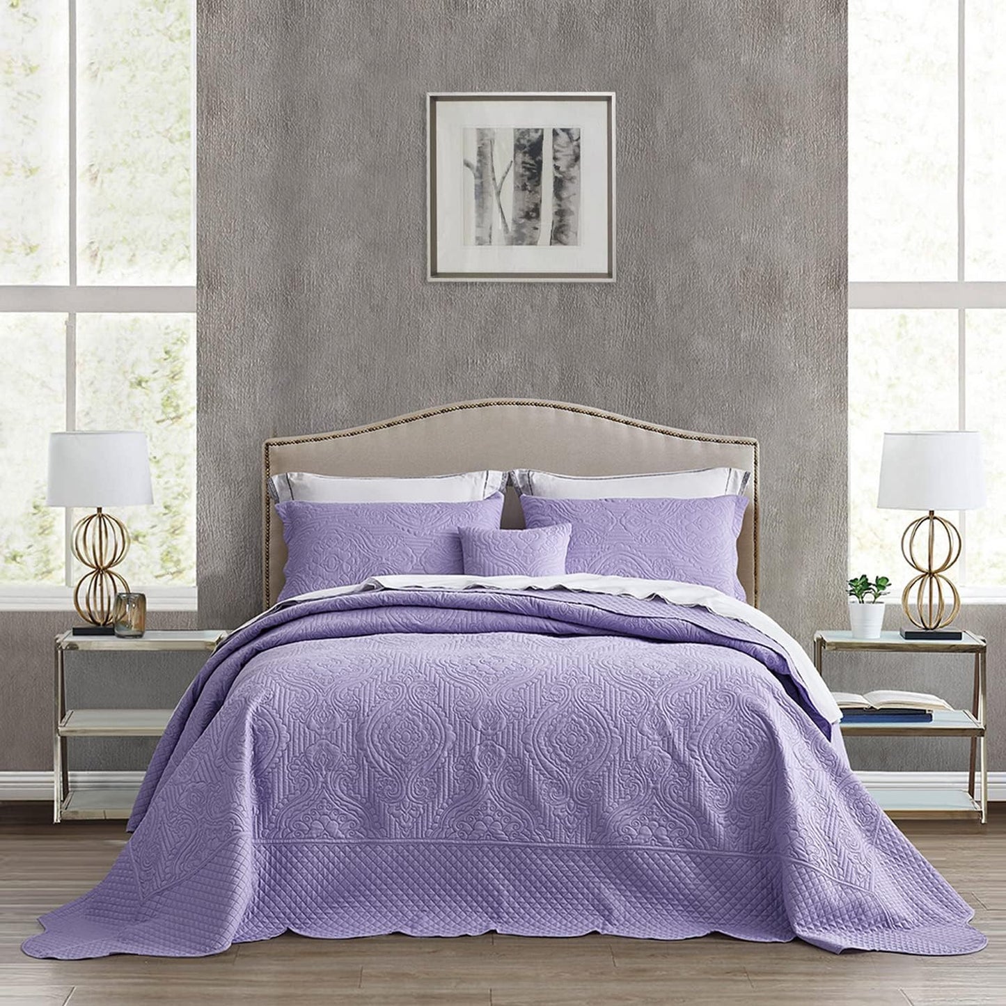 Oversized King Bedspread Set - Lightweight Reversible Comforter