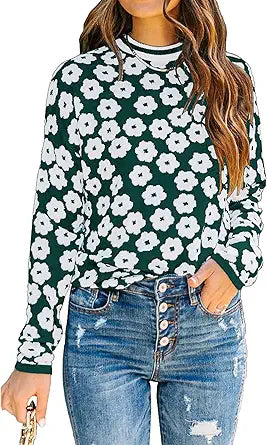 Floral Print Lightweight Pullover Sweater for Women Casual