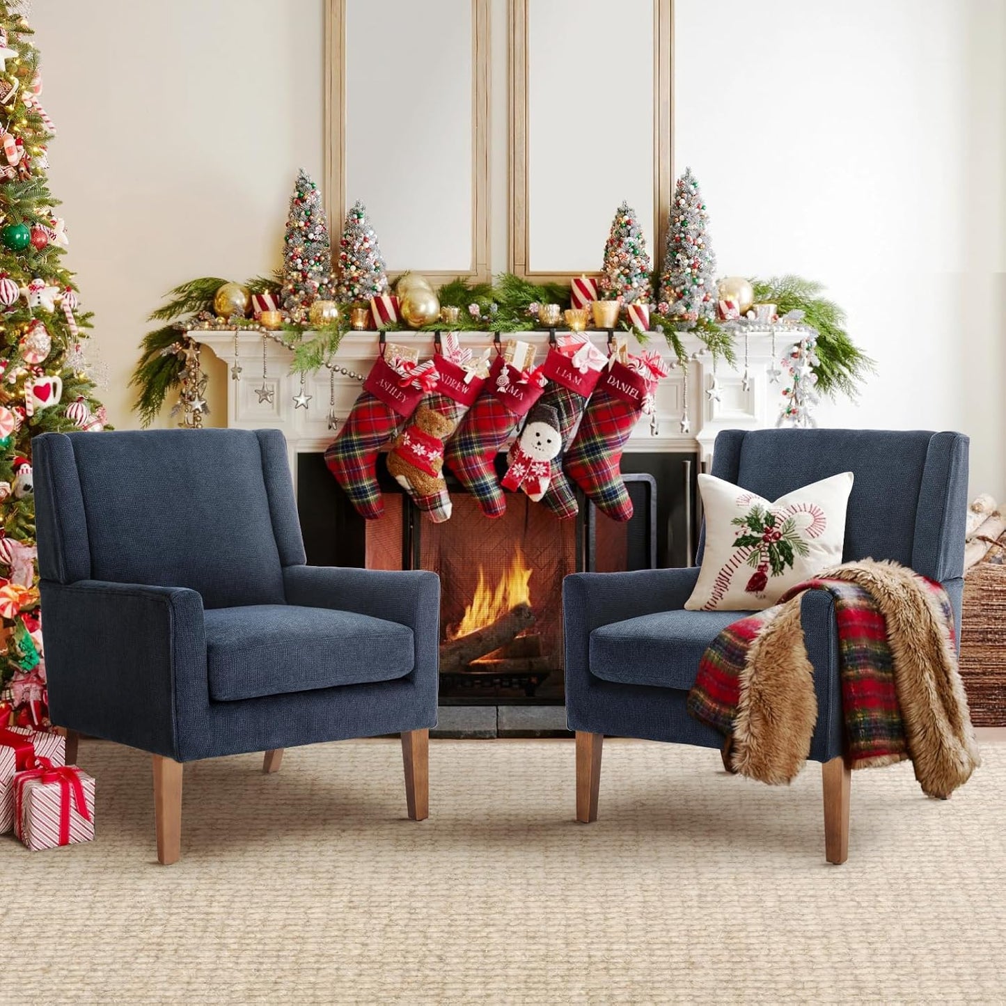 Modern Wingback Living Room Chair Set of 2 for Any Space
