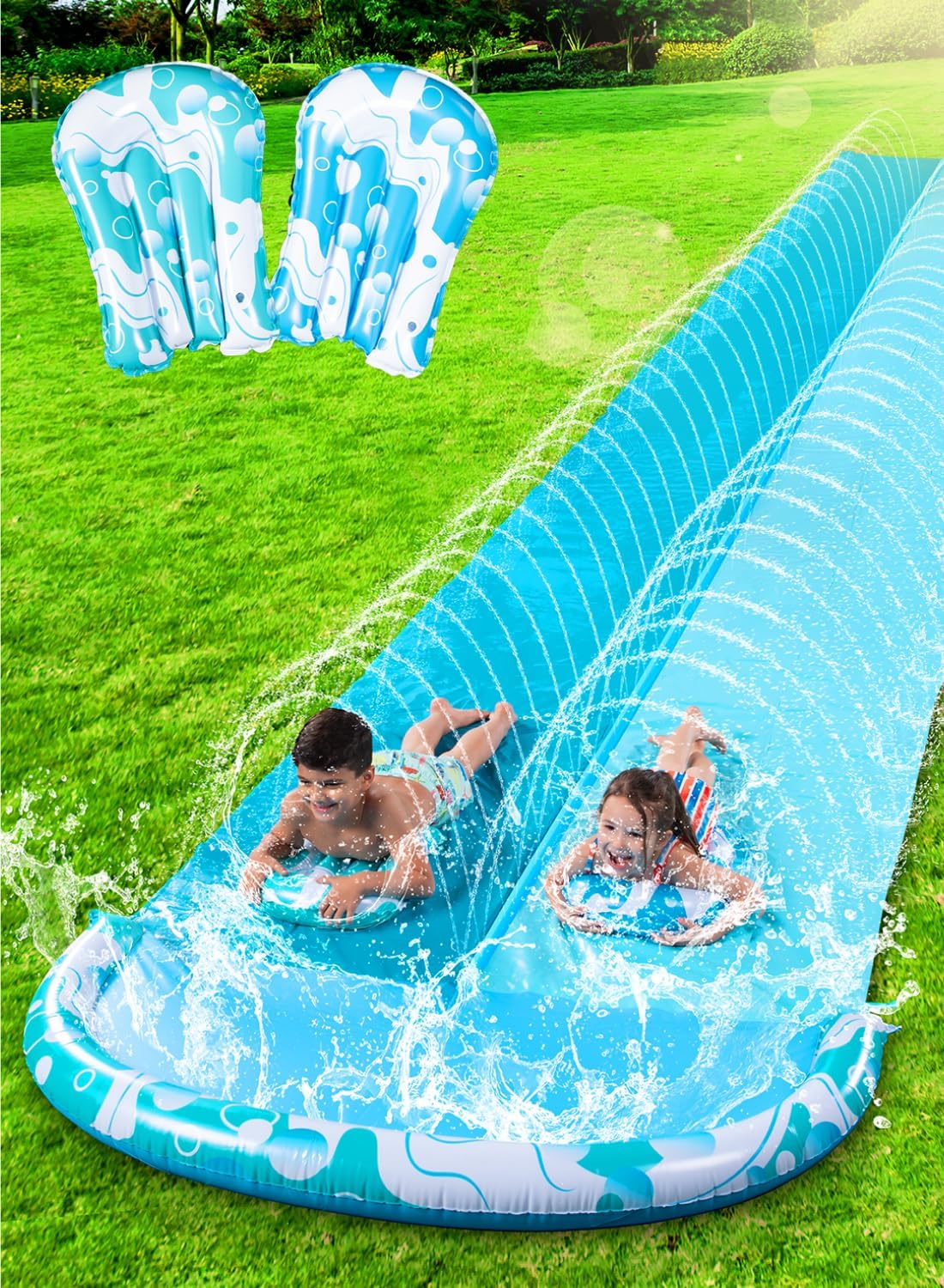 22.5FT Water Slide with Inflatable Boards for Summer Fun