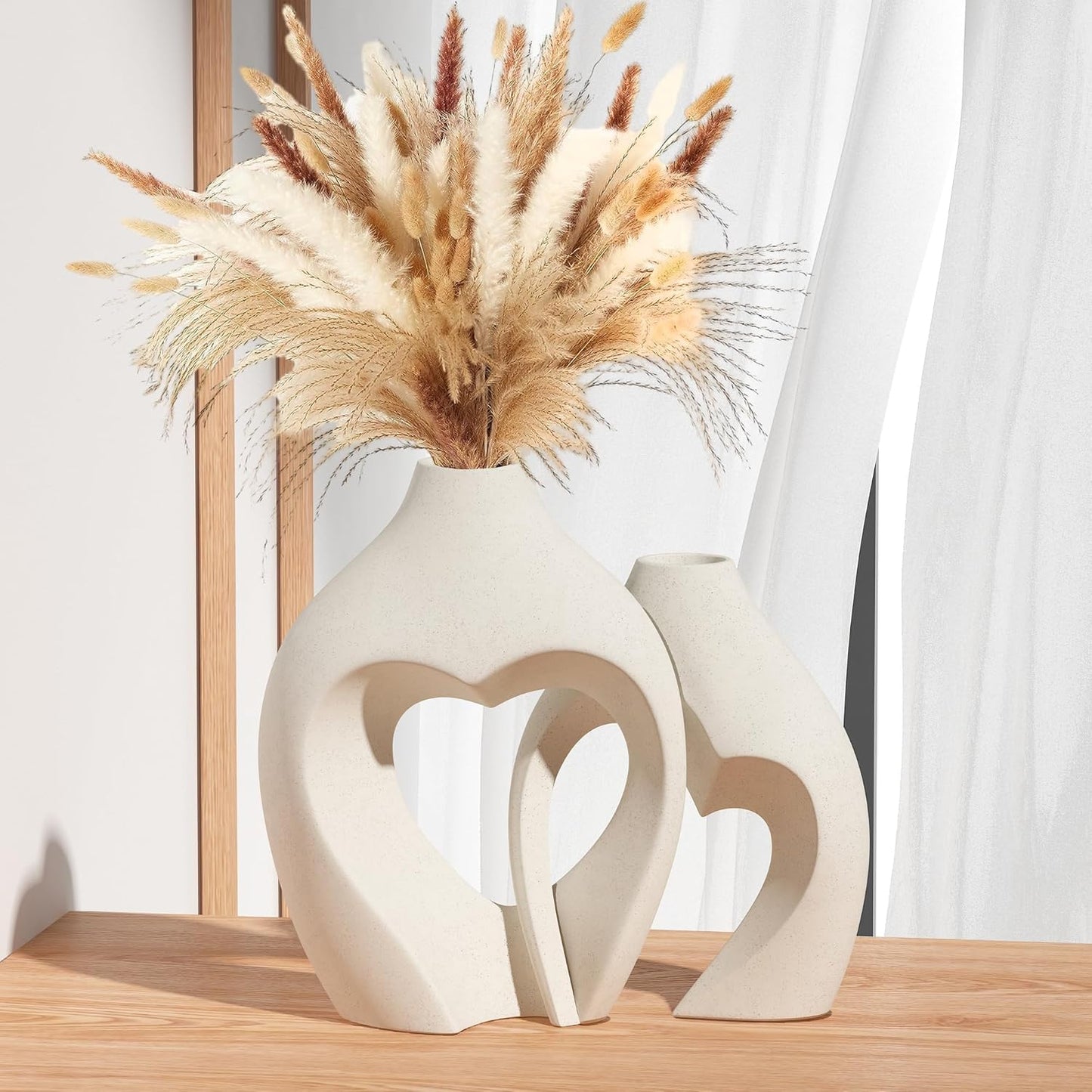 Nordic Heart-Shaped Ceramic Vase Set - Elegant Decor