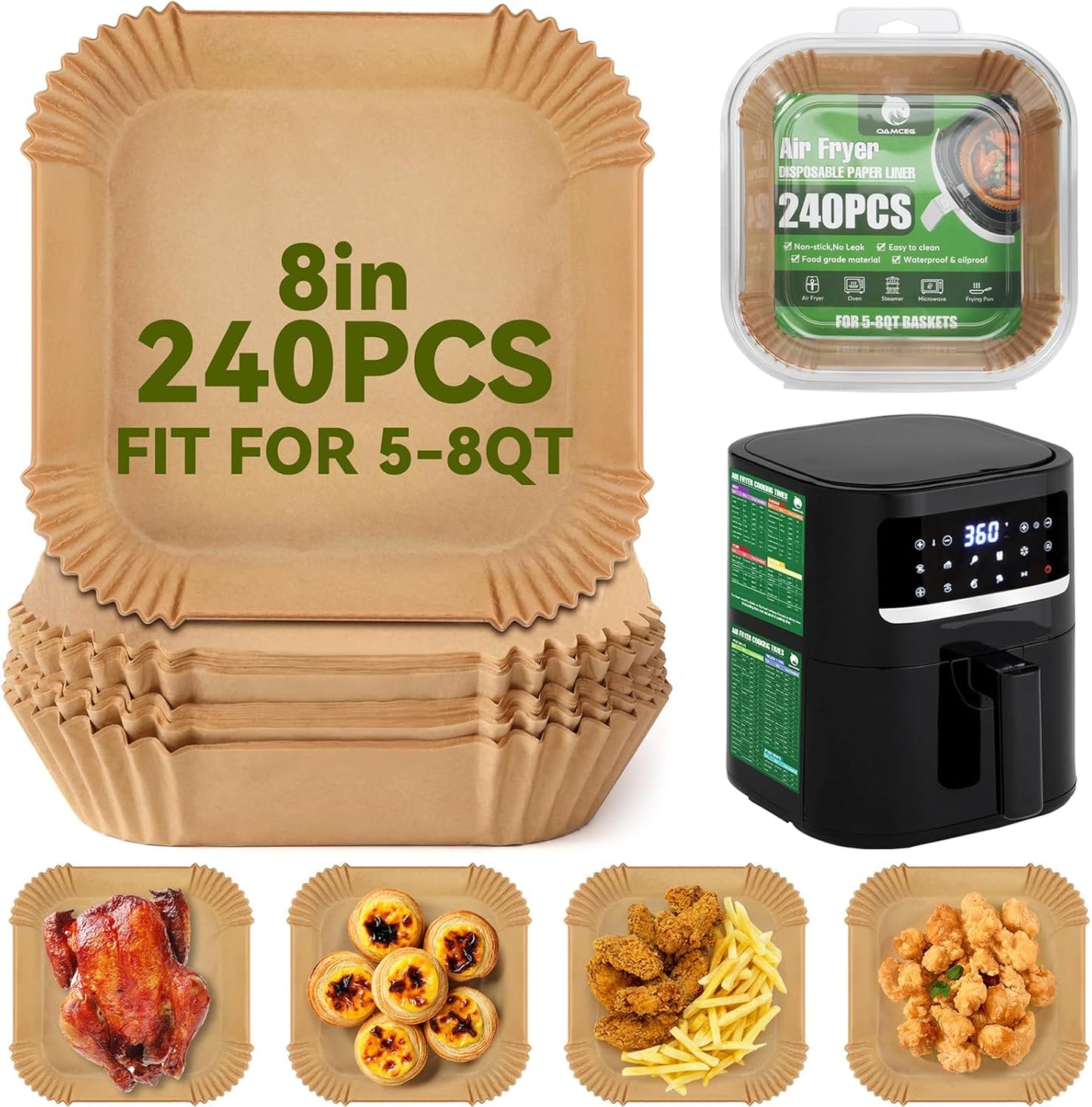 240 Non-stick Air Fryer Liners for Effortless Cooking