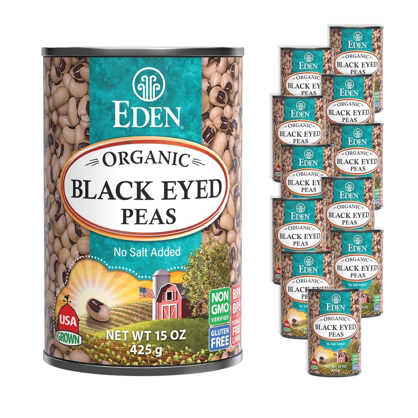 Eden Organic Black Eyed Peas No Salt Added 15-Ounce Cans Pack