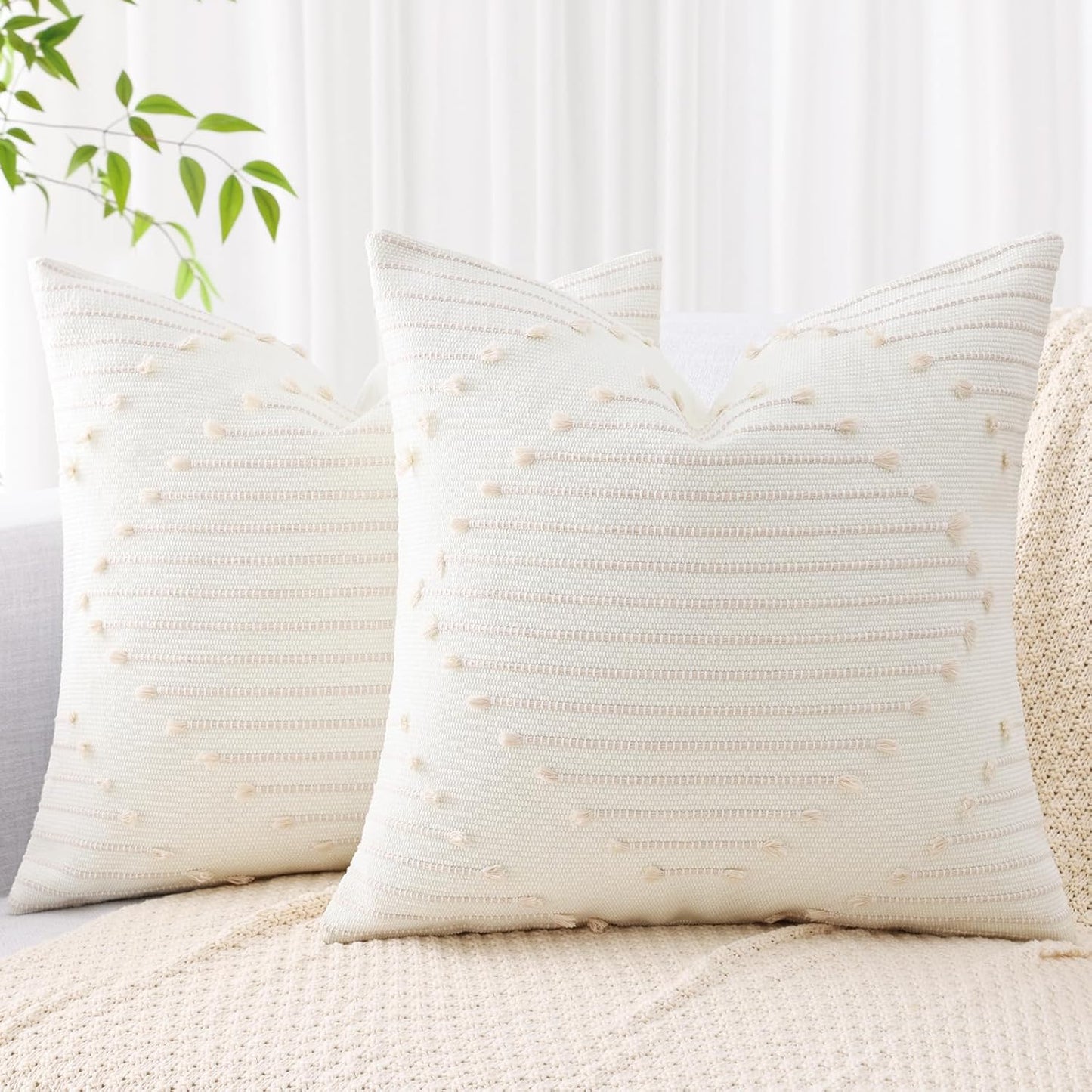 Mecatny Boho Outdoor Throw Pillow Covers 20X20 Set of 2