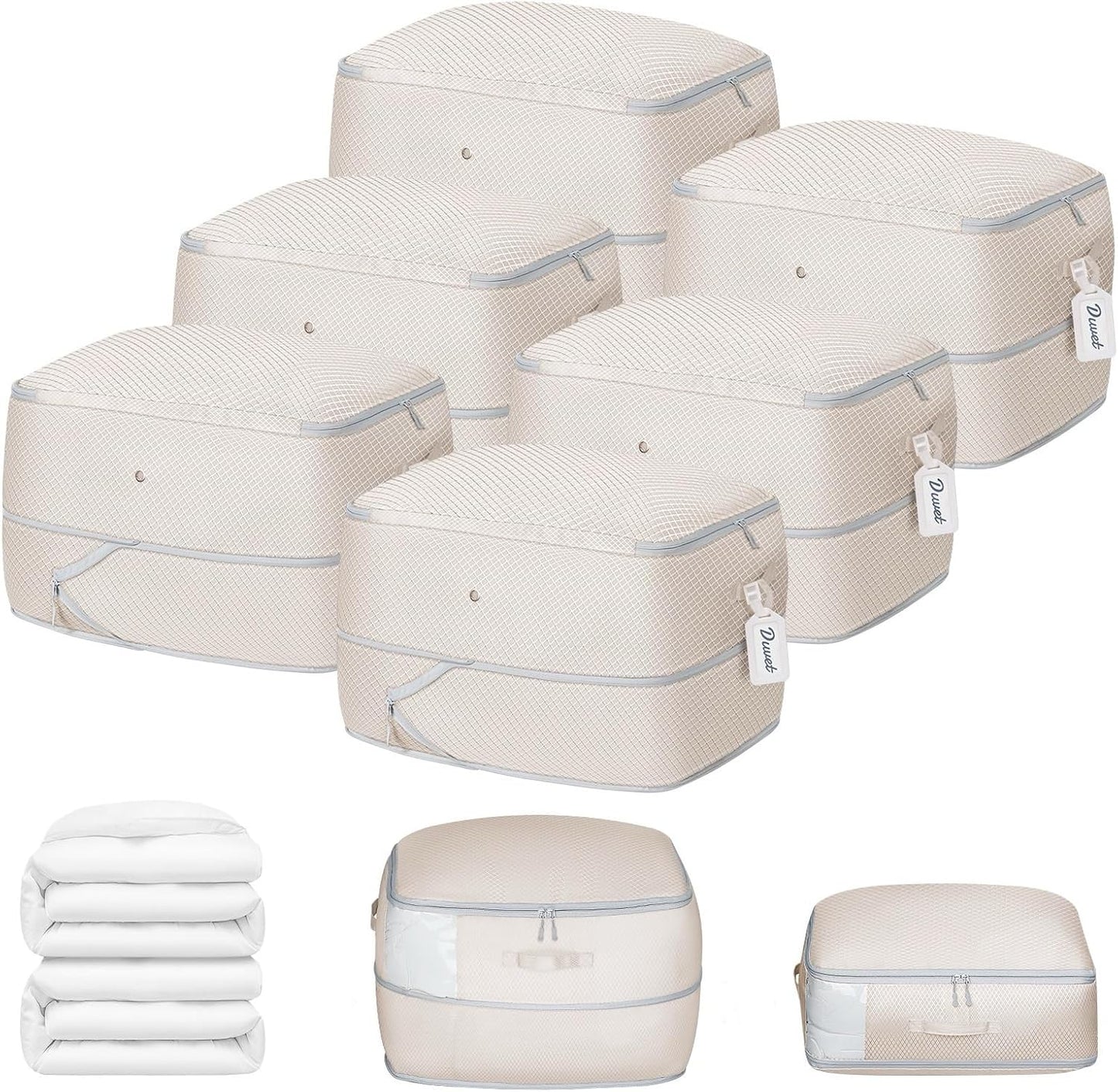 DIMJ Comforter Storage Bags - Space Saving Organizer for Bedding