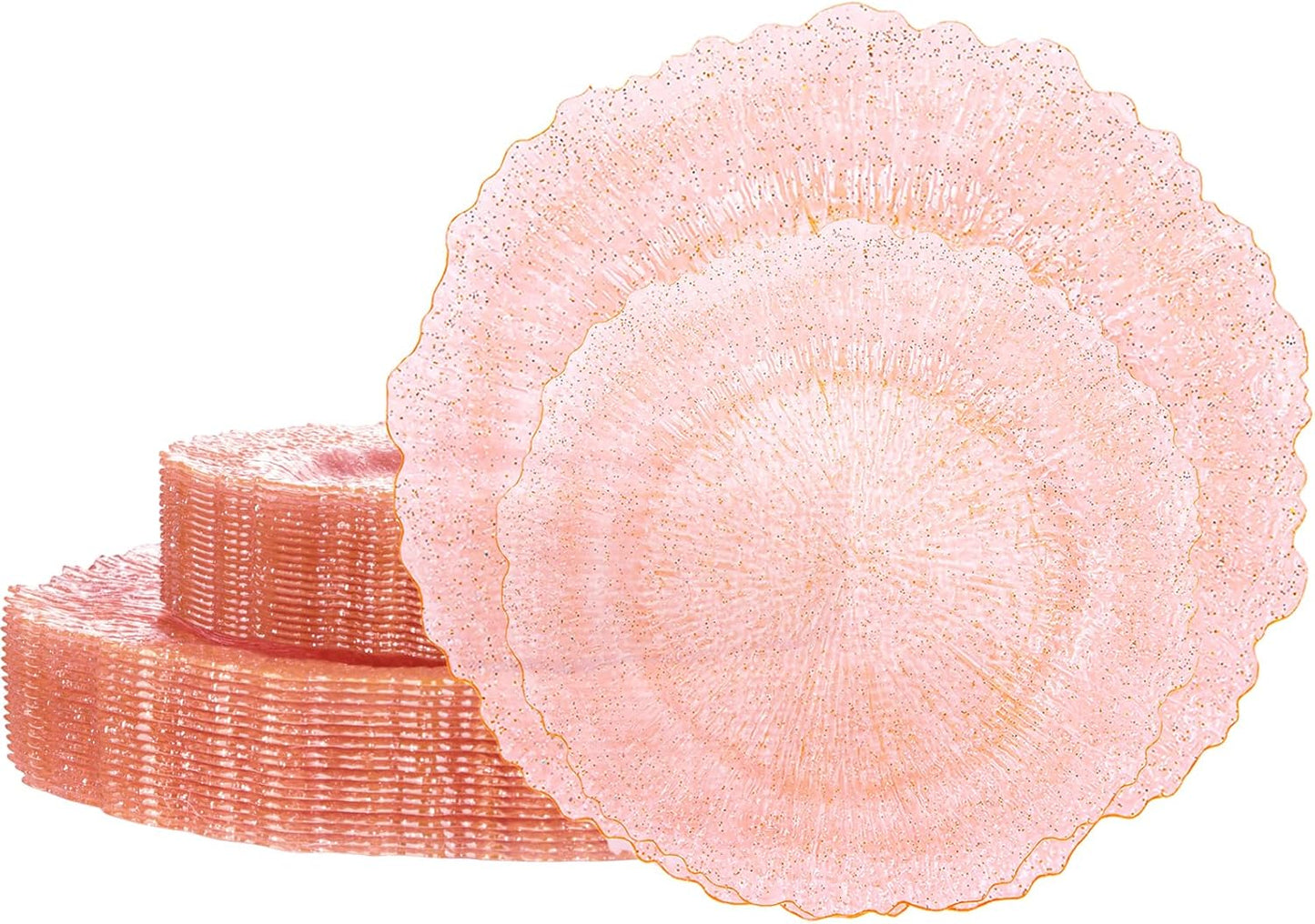 60PCS Pink Plates for Party - Elegant Plastic Dinner & Dessert