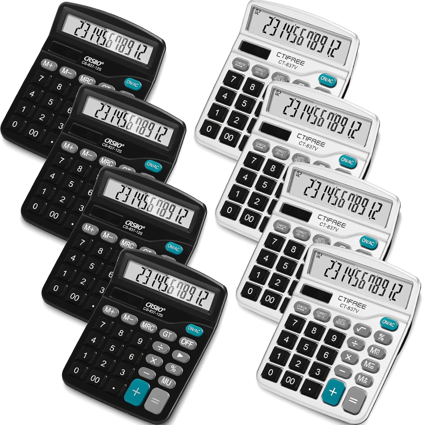8-Pack Large Display Calculators for Home & Office