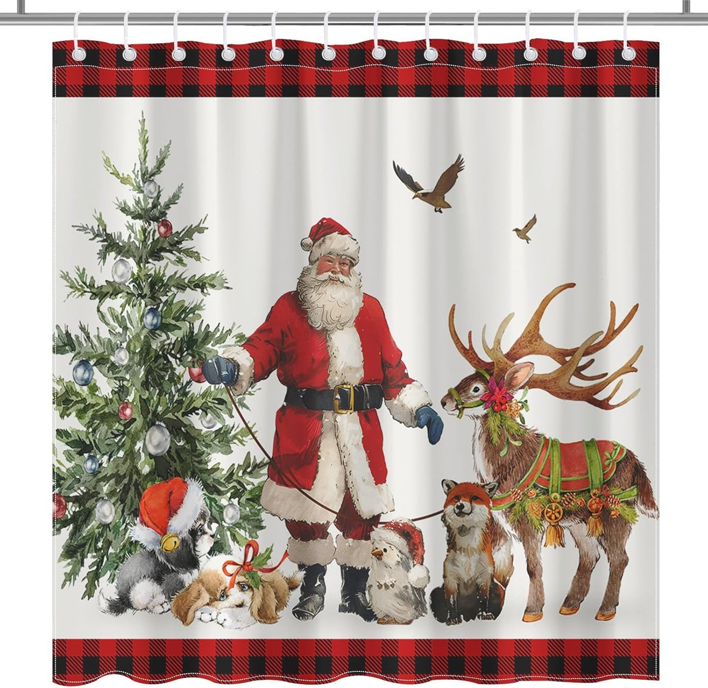 Farmhouse Christmas Shower Curtain Set by Lindameler