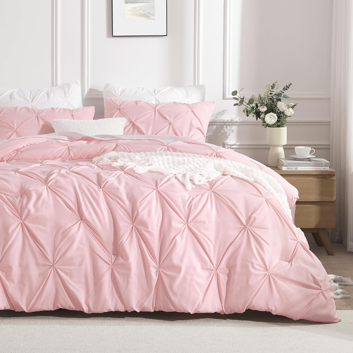 Andency Pink Comforter Set King - Soft Lightweight Bedding Set