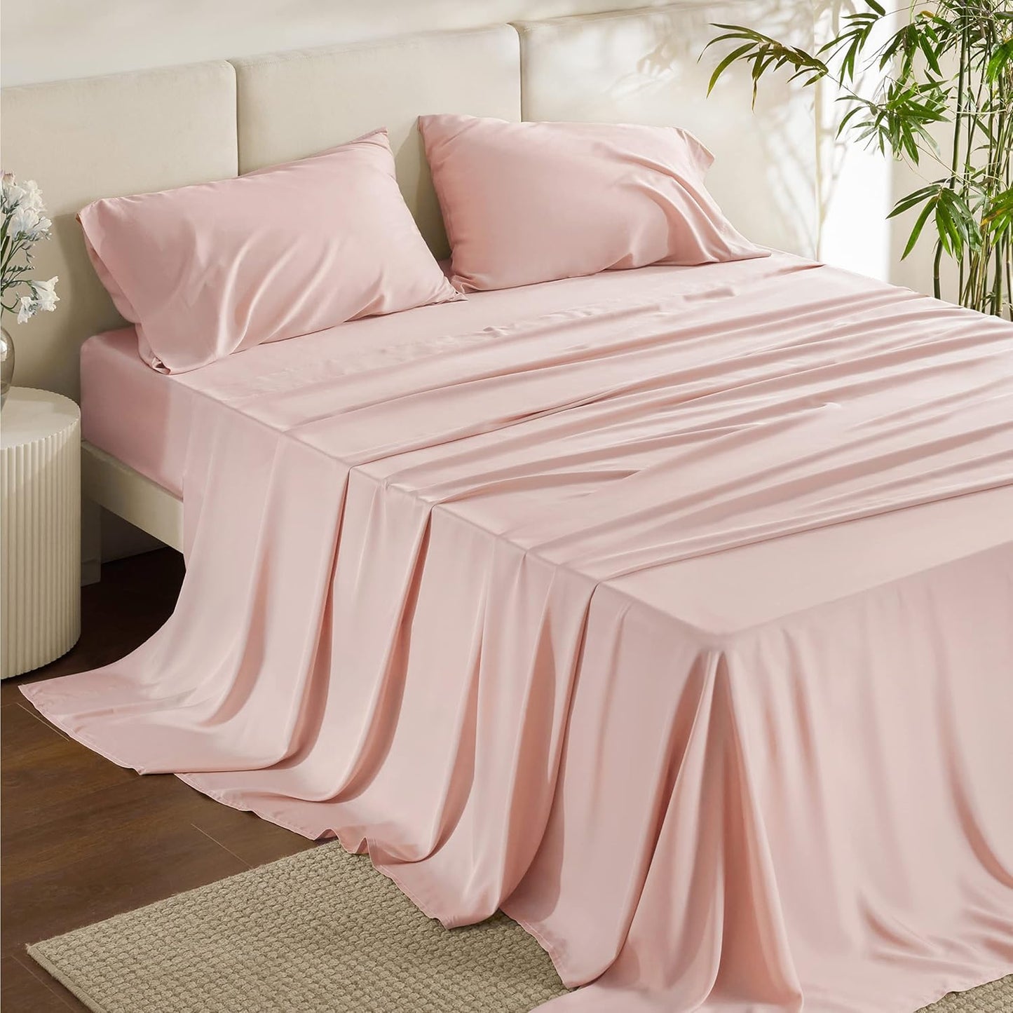 Cooling California King Sheet Sets for Hot Sleepers in Pink