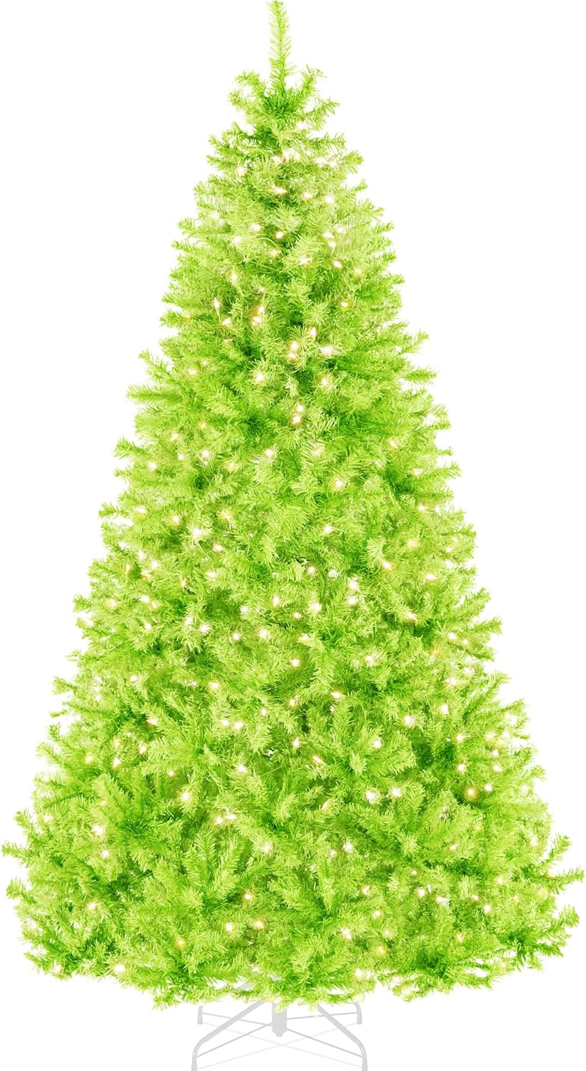 9ft Pre-Lit Lime Green Christmas Tree for Festive Decor