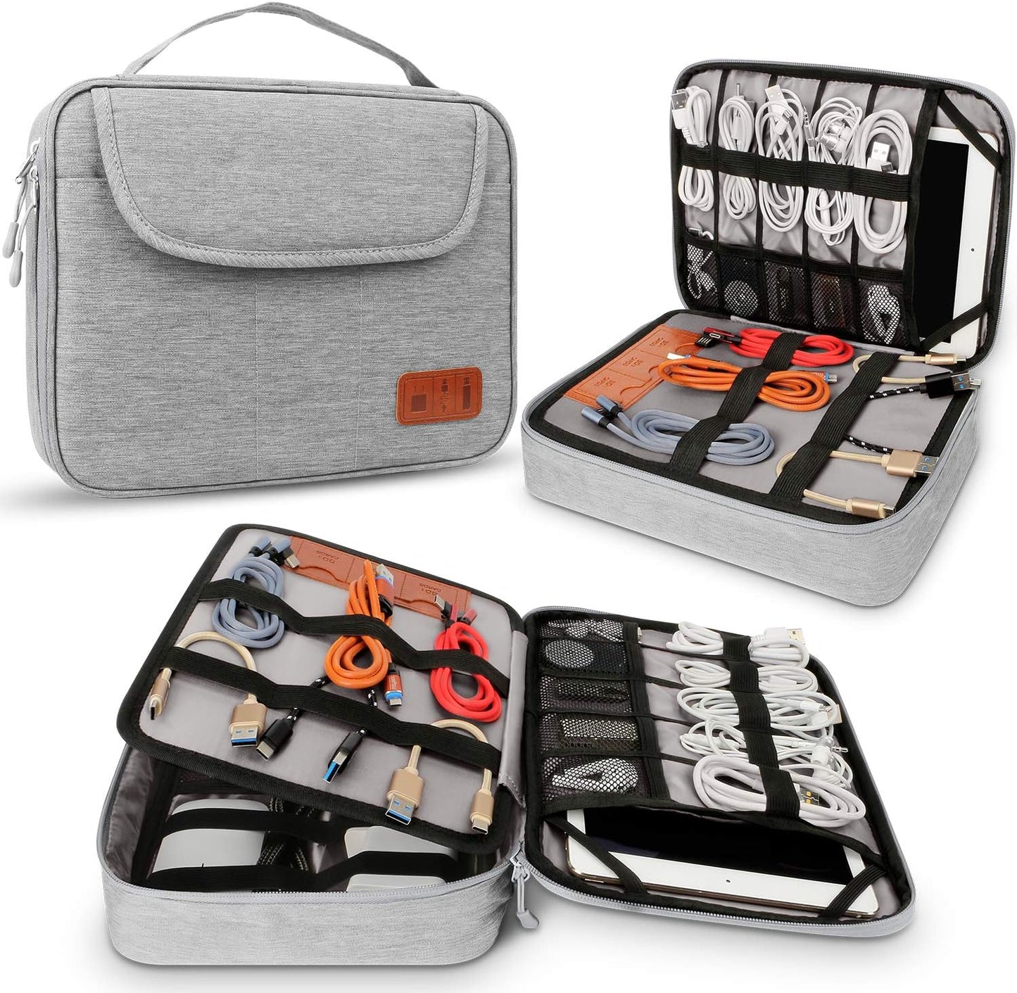 HOLIMET Double Layer Cable Organiser: Travel-Ready Cord Storage