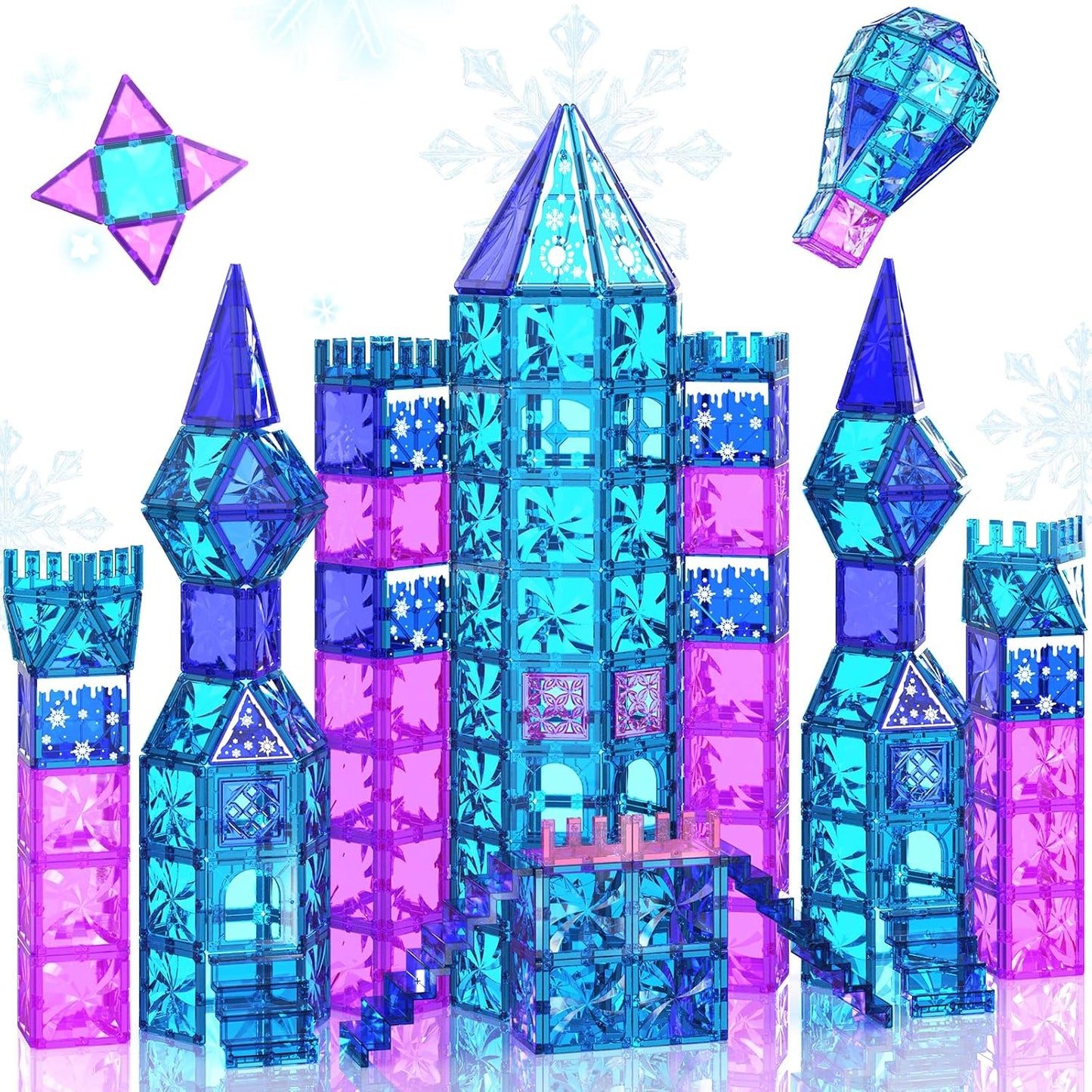 Magnetic Tiles 102 Pieces for Building Princess Castle Fun